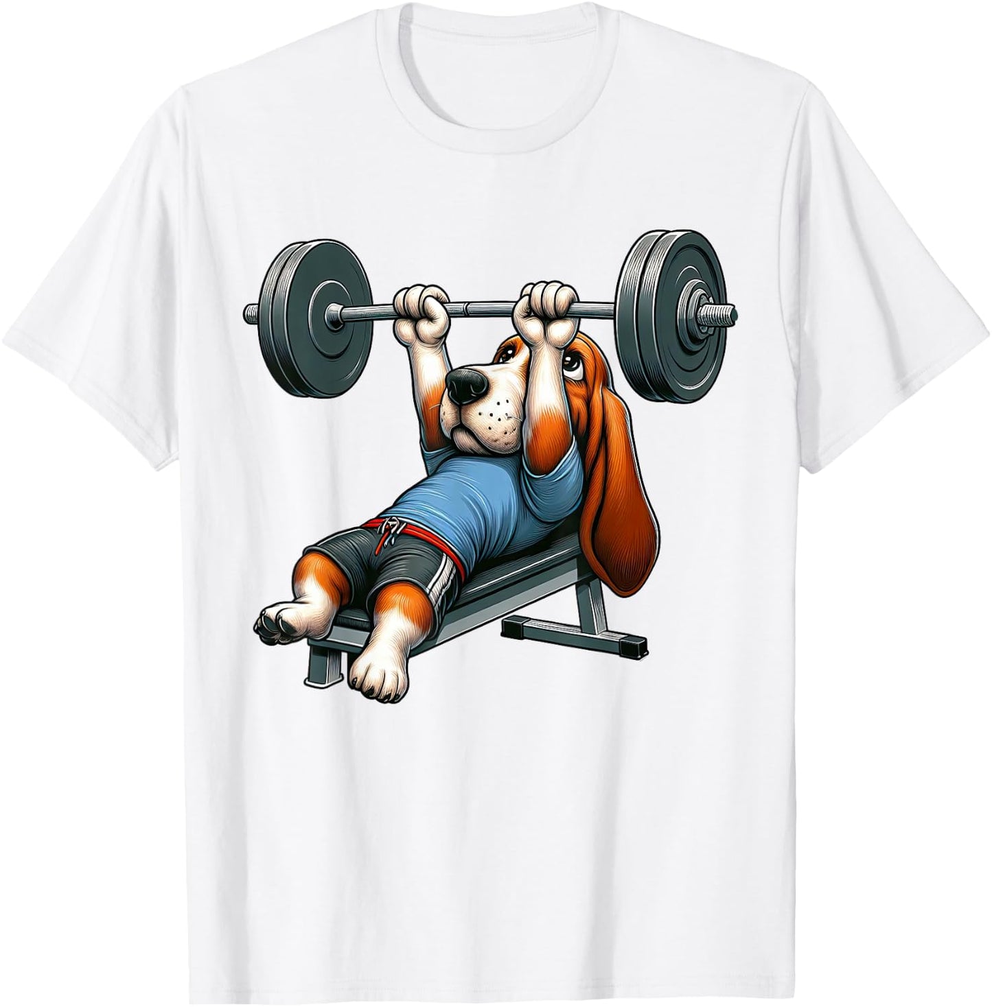 Basset Hound Weightlifting Fitness Gym Training Bodybuilding T-Shirt - T-Shirt | White