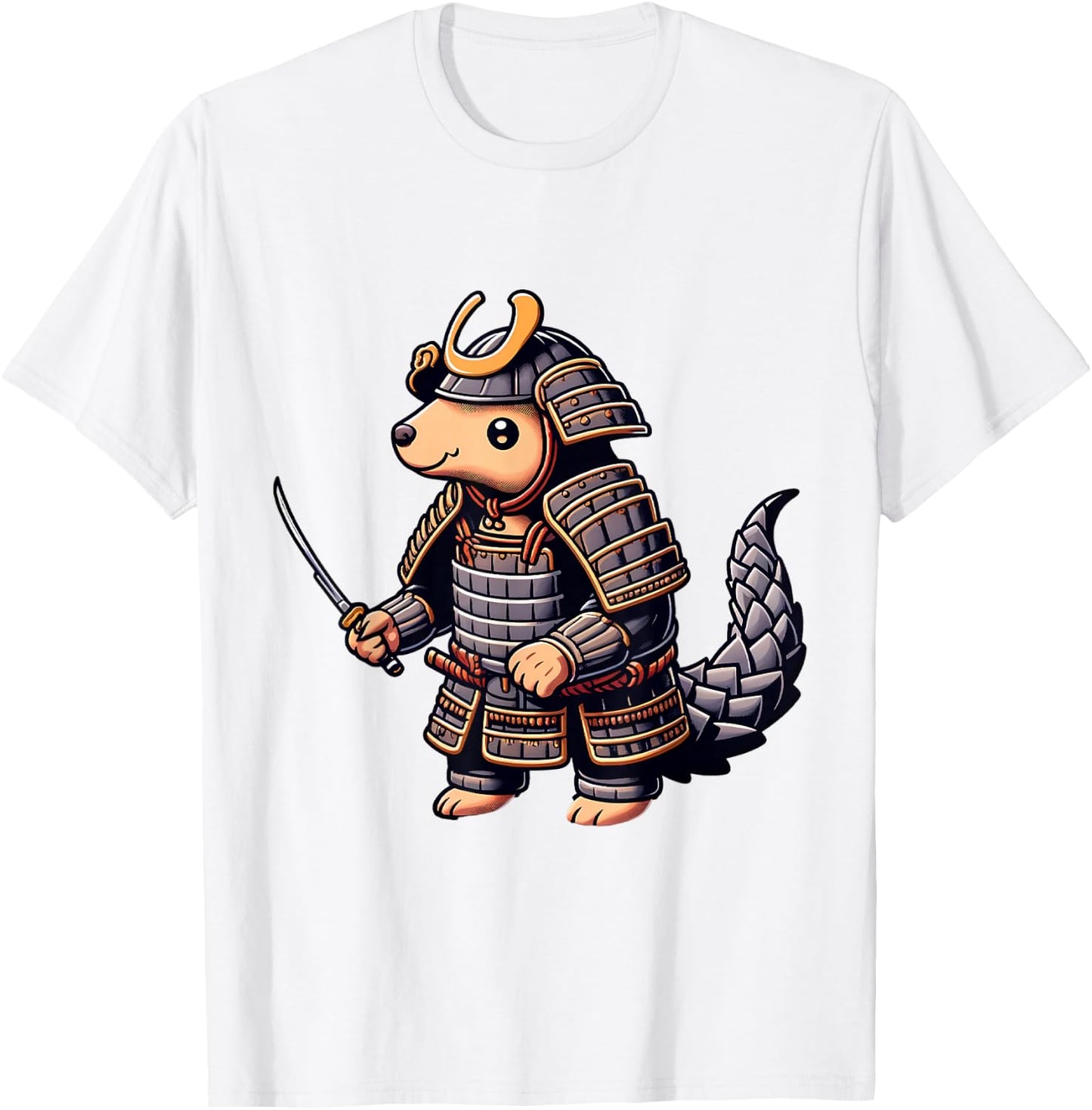 Samurai Pangolin Japanese Anime Halloween Costume T-Shirt - T-Shirt | White