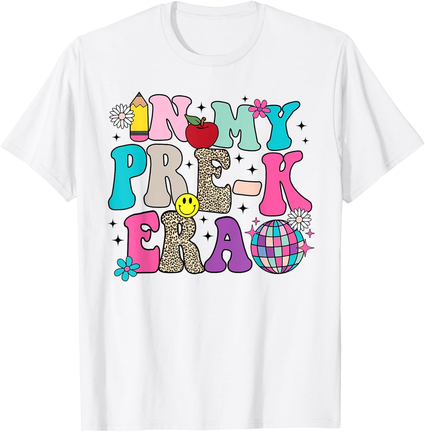In My Pre-K Era Back To School Retro Groovy Preschool T-Shirt - T-Shirt | White