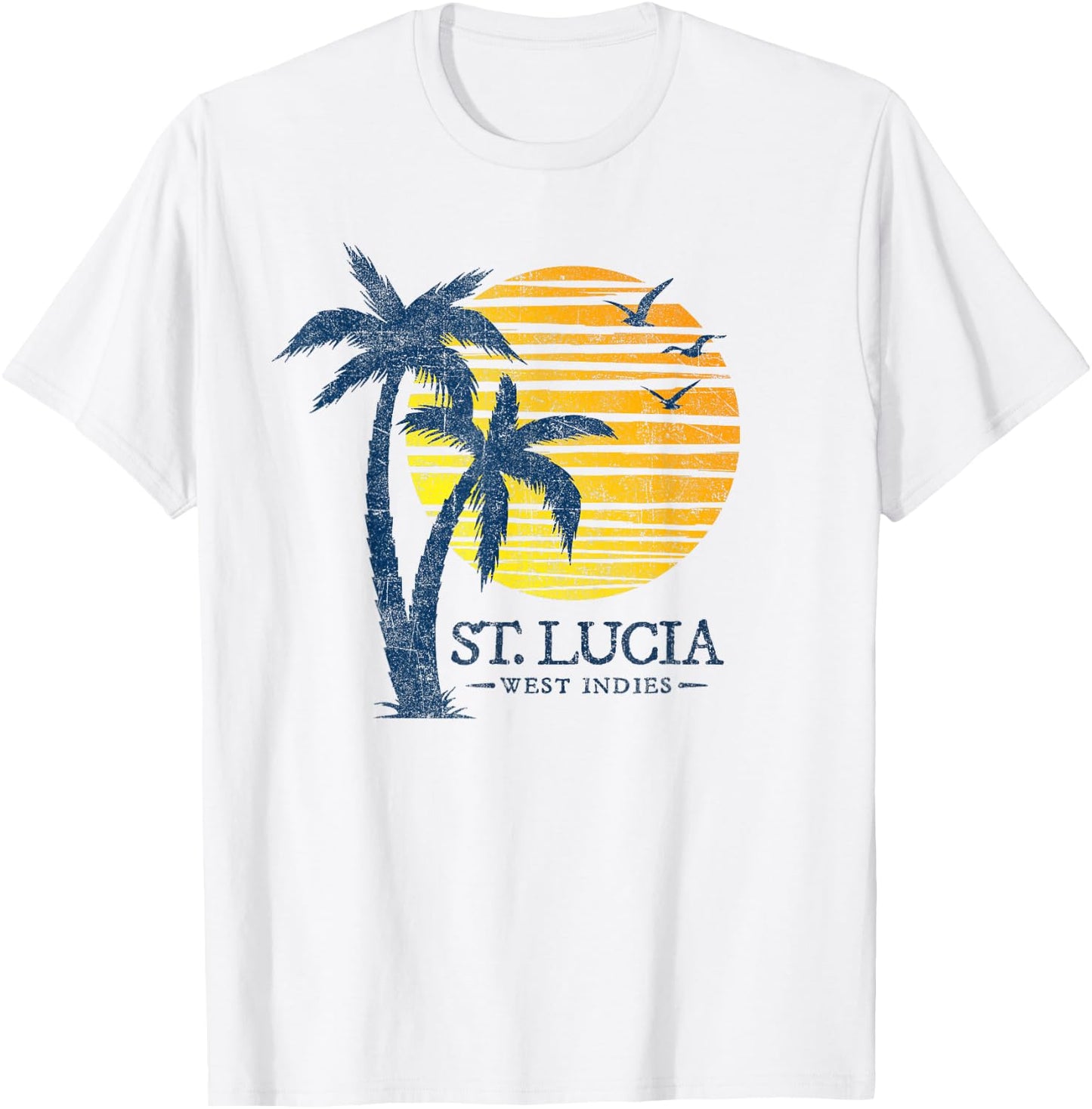 Retro St Lucia Beach Sunset Boys Girls Souvenir T-Shirt - T-Shirt | White