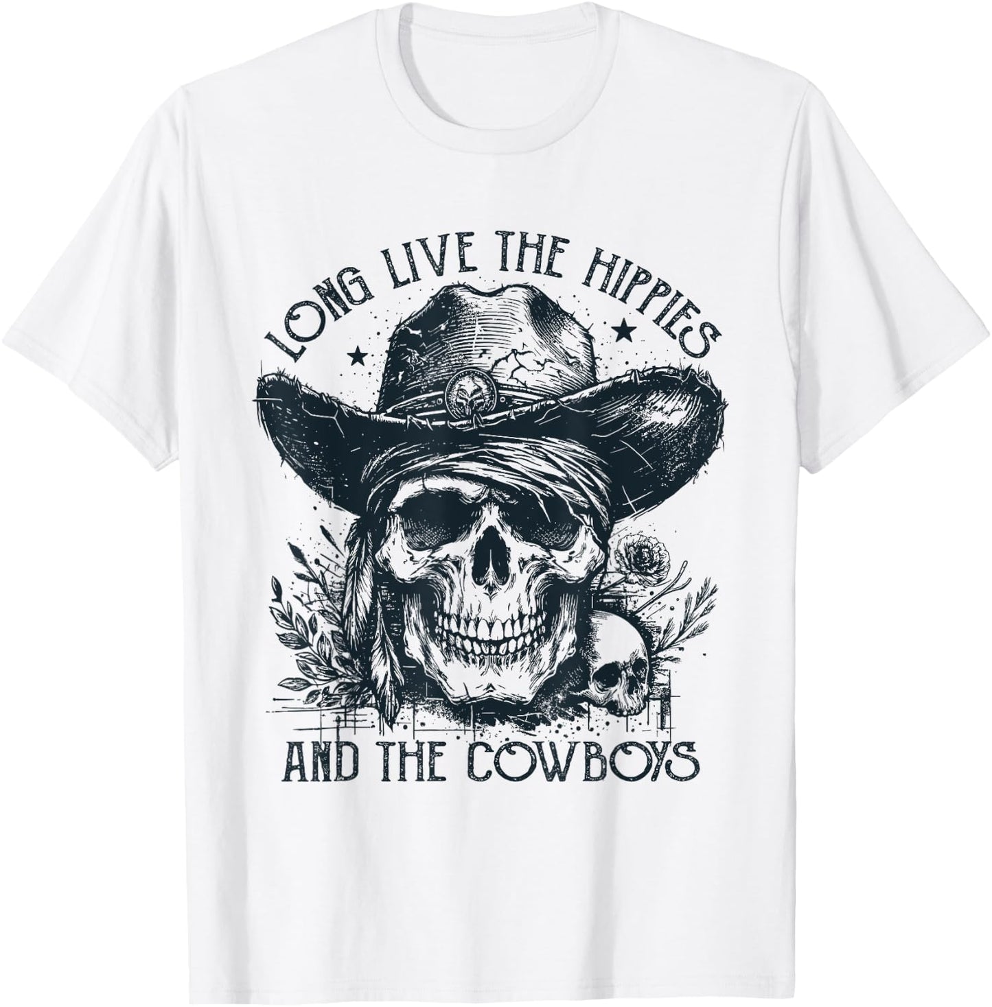 Long Live The Hippies And The Cowboys Country T-Shirt - T-Shirt | White
