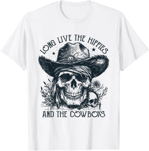 Long Live The Hippies And The Cowboys Country T-Shirt - T-Shirt | White