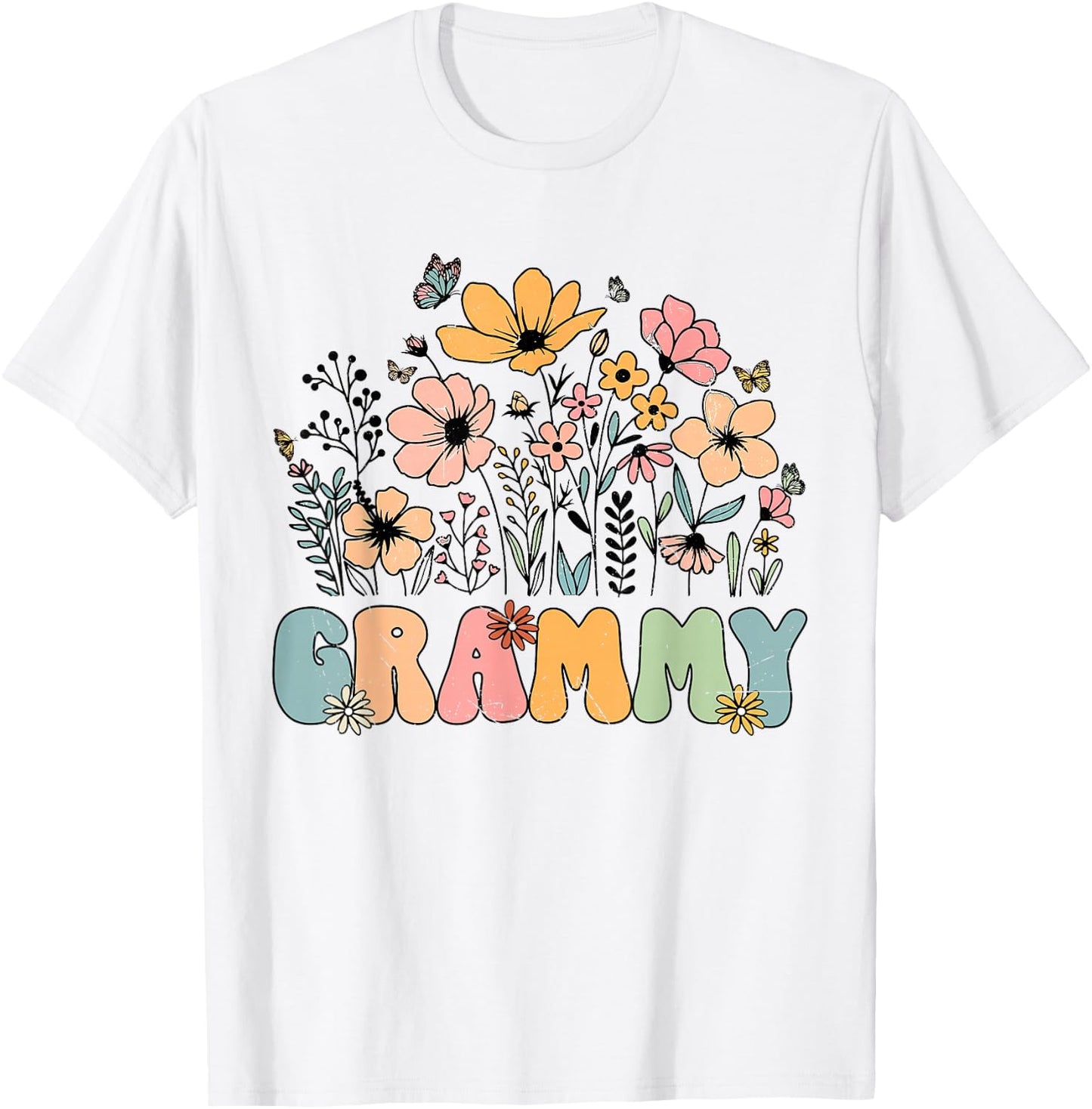 Wildflower Grammy shirt Grammie Grandmother Announcement T-Shirt - T-Shirt | White