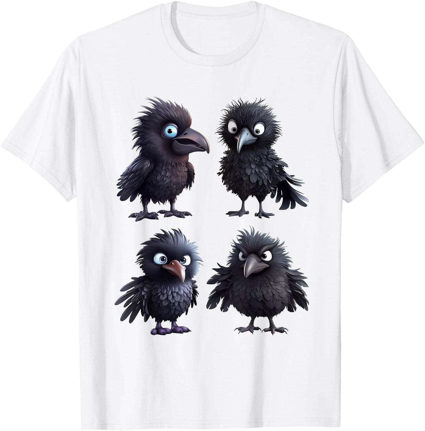 Funny Goth Raven Graphic Women Men Kids Cute Raven Pattern T-Shirt - T-Shirt | White