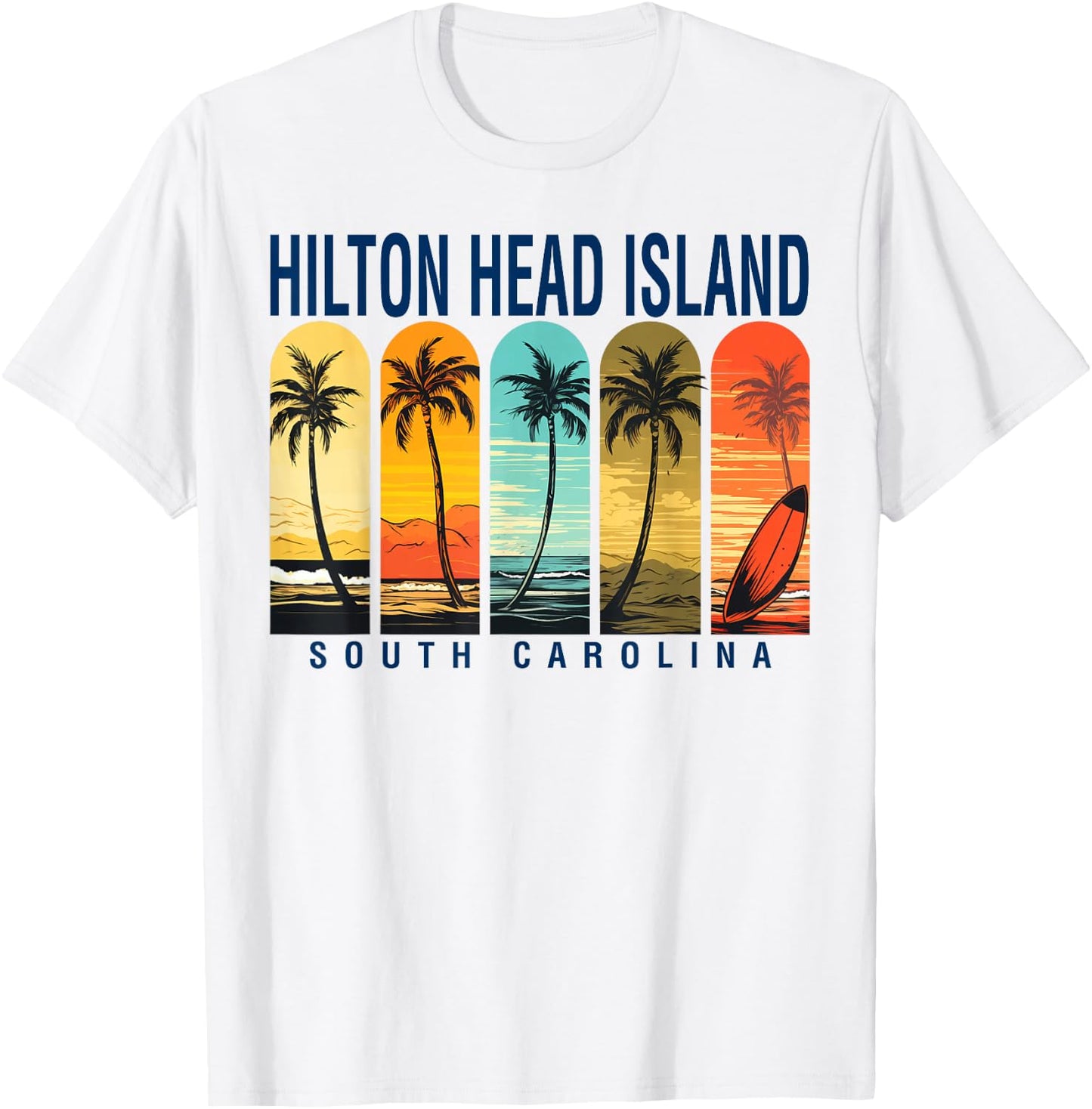 Hilton Head Island Beach South Carolina Surfing Graphic T-Shirt - T-Shirt | White