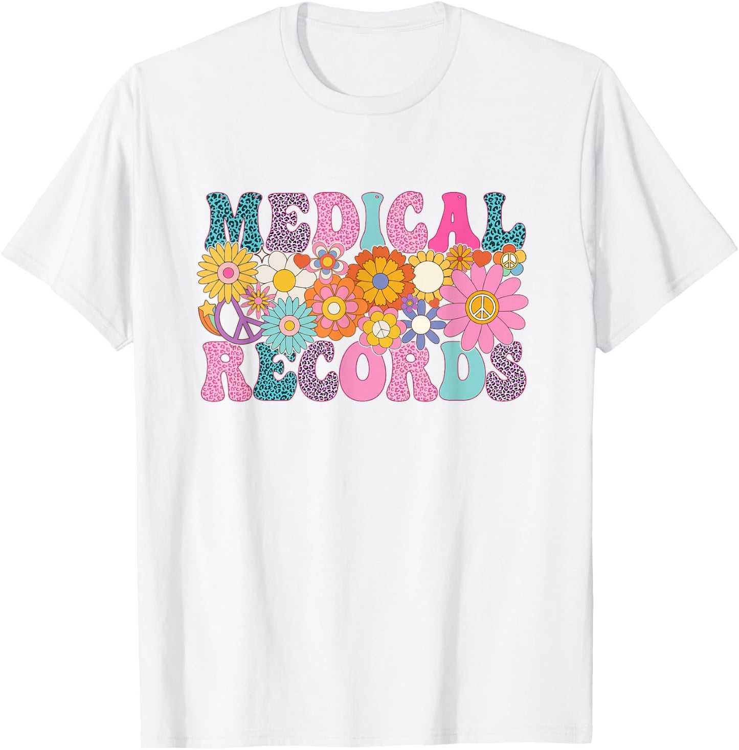 Medical Records Week Groovy Leopard Appreciation Day Women T-Shirt - T-Shirt | White