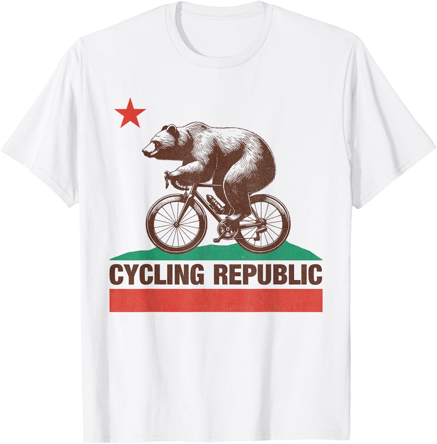 California Flag Cycling Republic - Bear Cyclist T-Shirt - T-Shirt | White