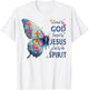 Loved by God Saved by Jesus Floral Butterfly Christian T-Shirt - T-Shirt | White
