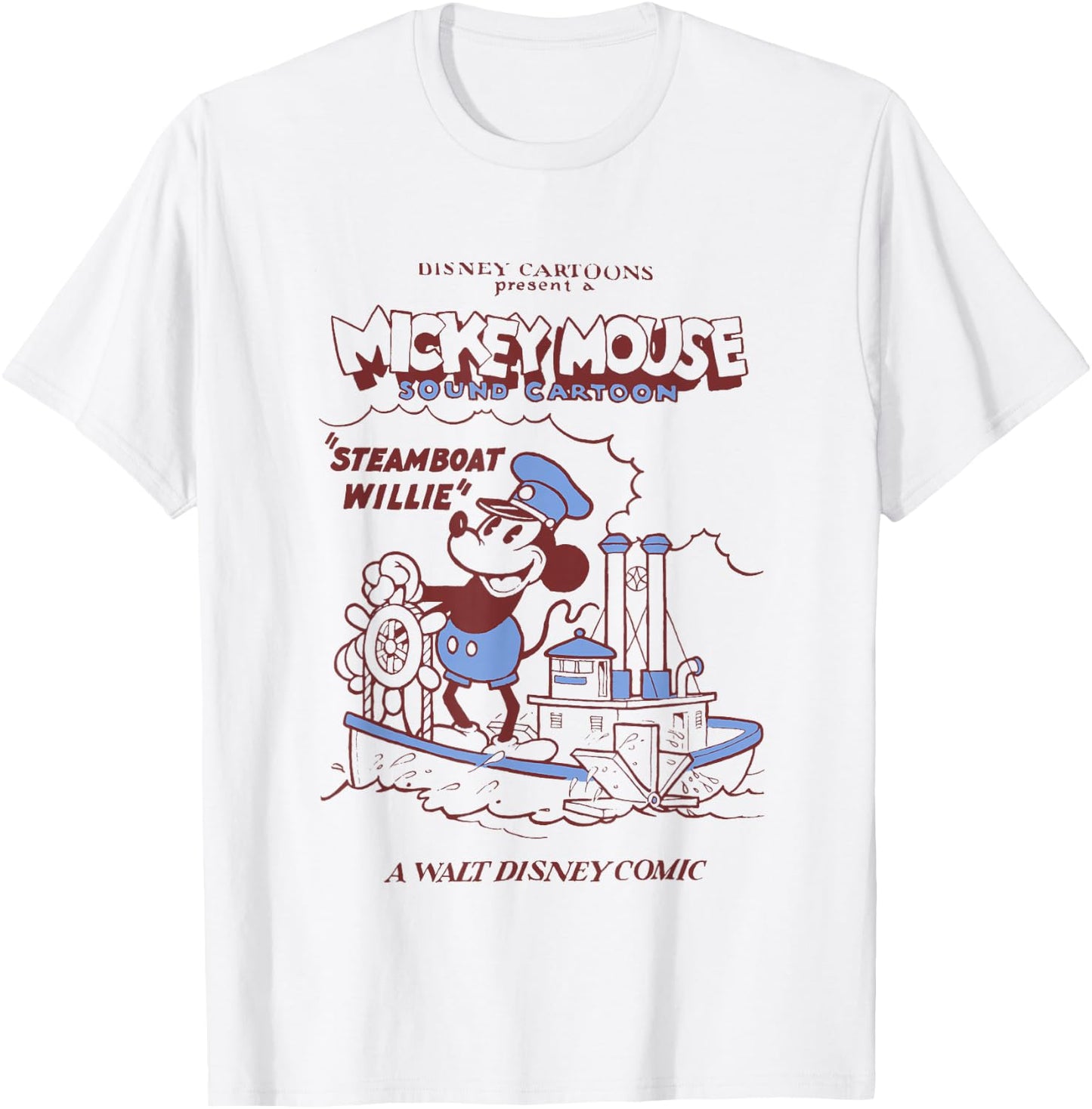 Disney Steamboat Willie A Walt Disney Comic Retro Big Poster T-Shirt - T-Shirt | White