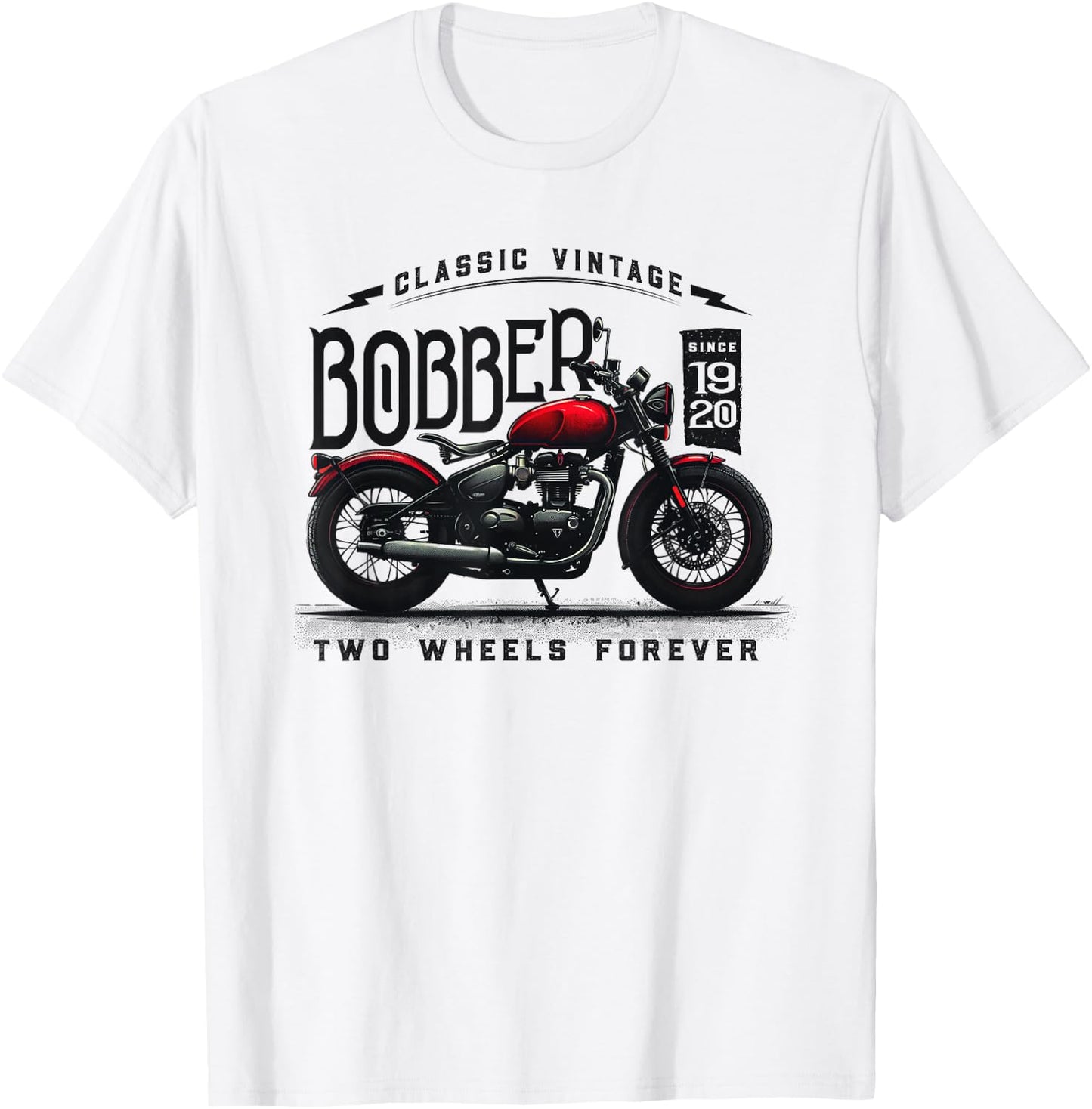 Classic Vintage Bobber Motorcycle T-Shirt - T-Shirt | White