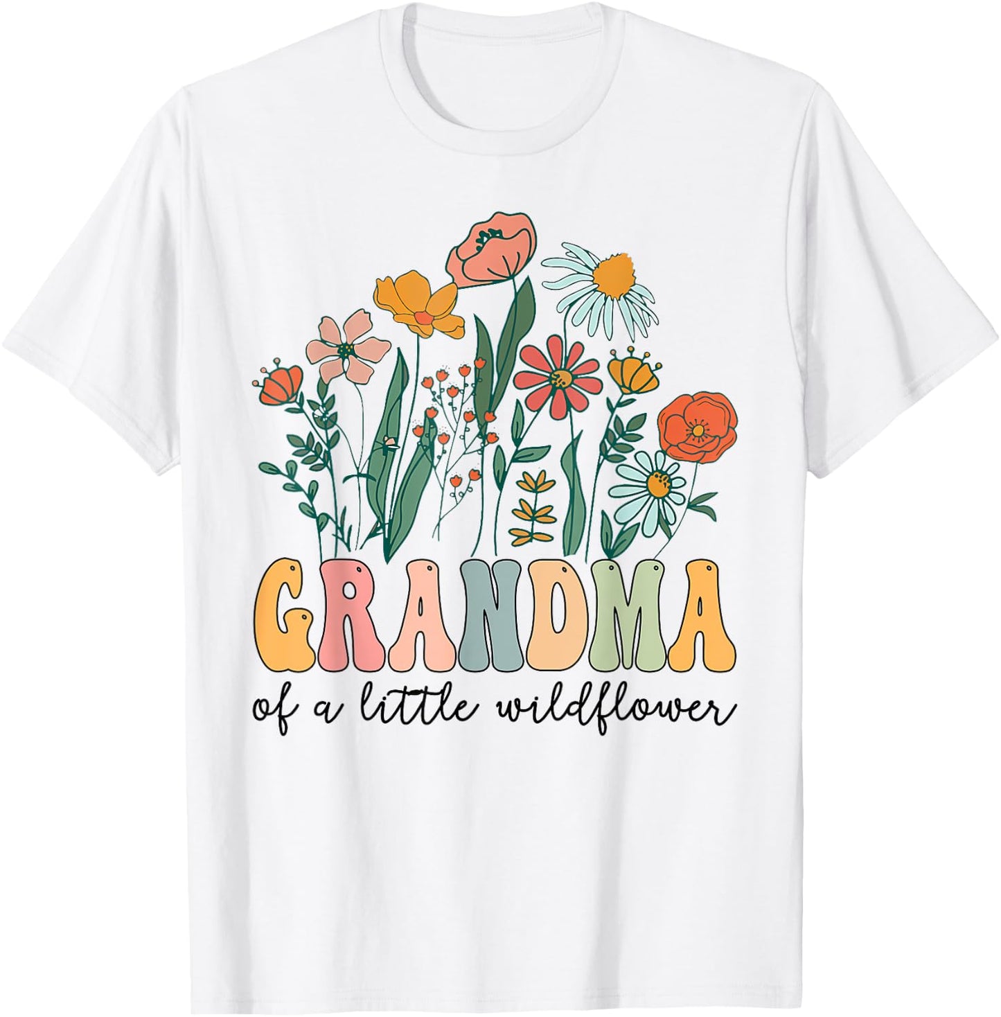 Grandma Of The Little Wildflower Birthday Party Baby Shower T-Shirt - T-Shirt | White