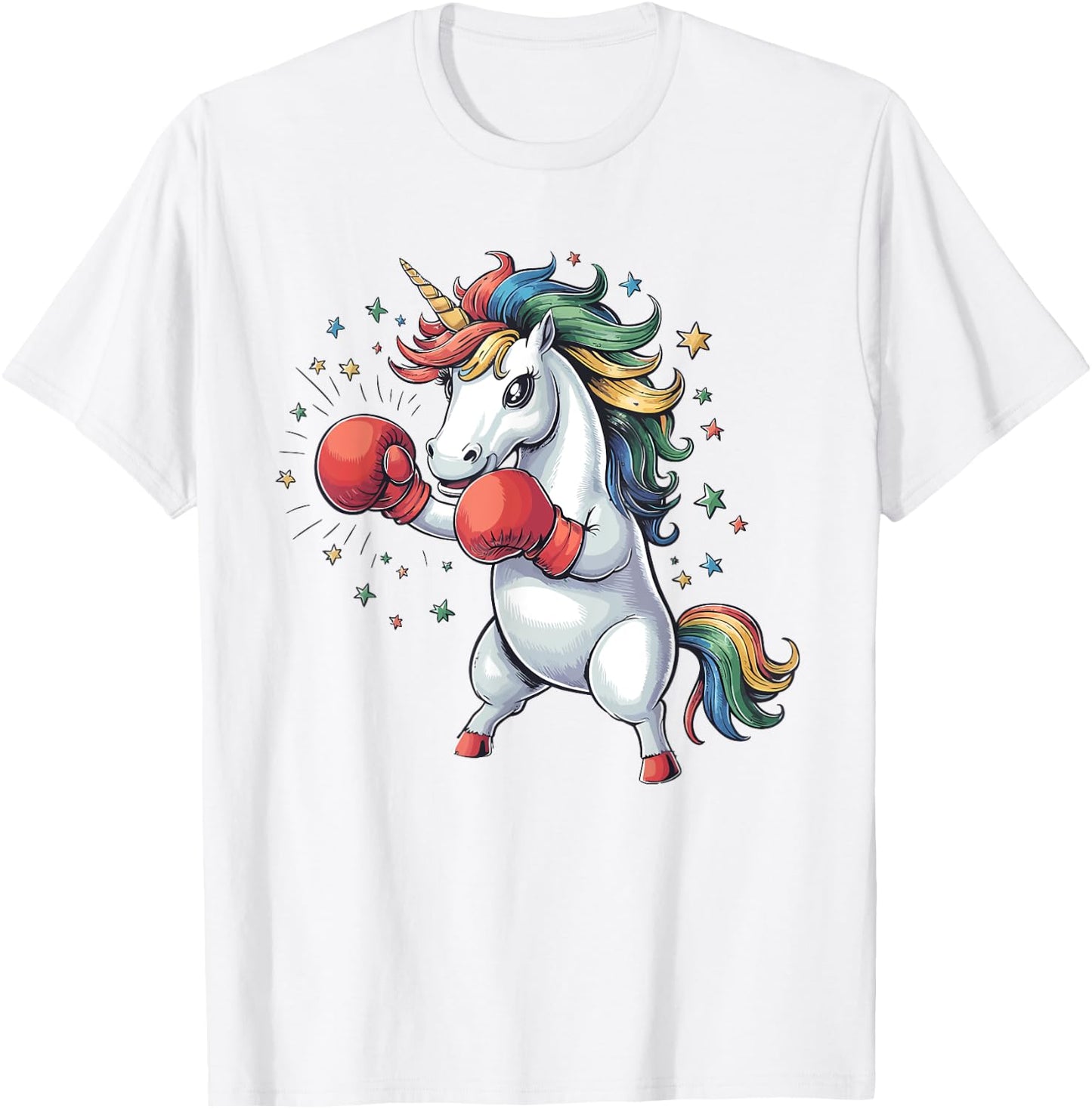 Boxing Unicorn with Gloves Kids Adults Fighting Kickboxing T-Shirt - T-Shirt | White