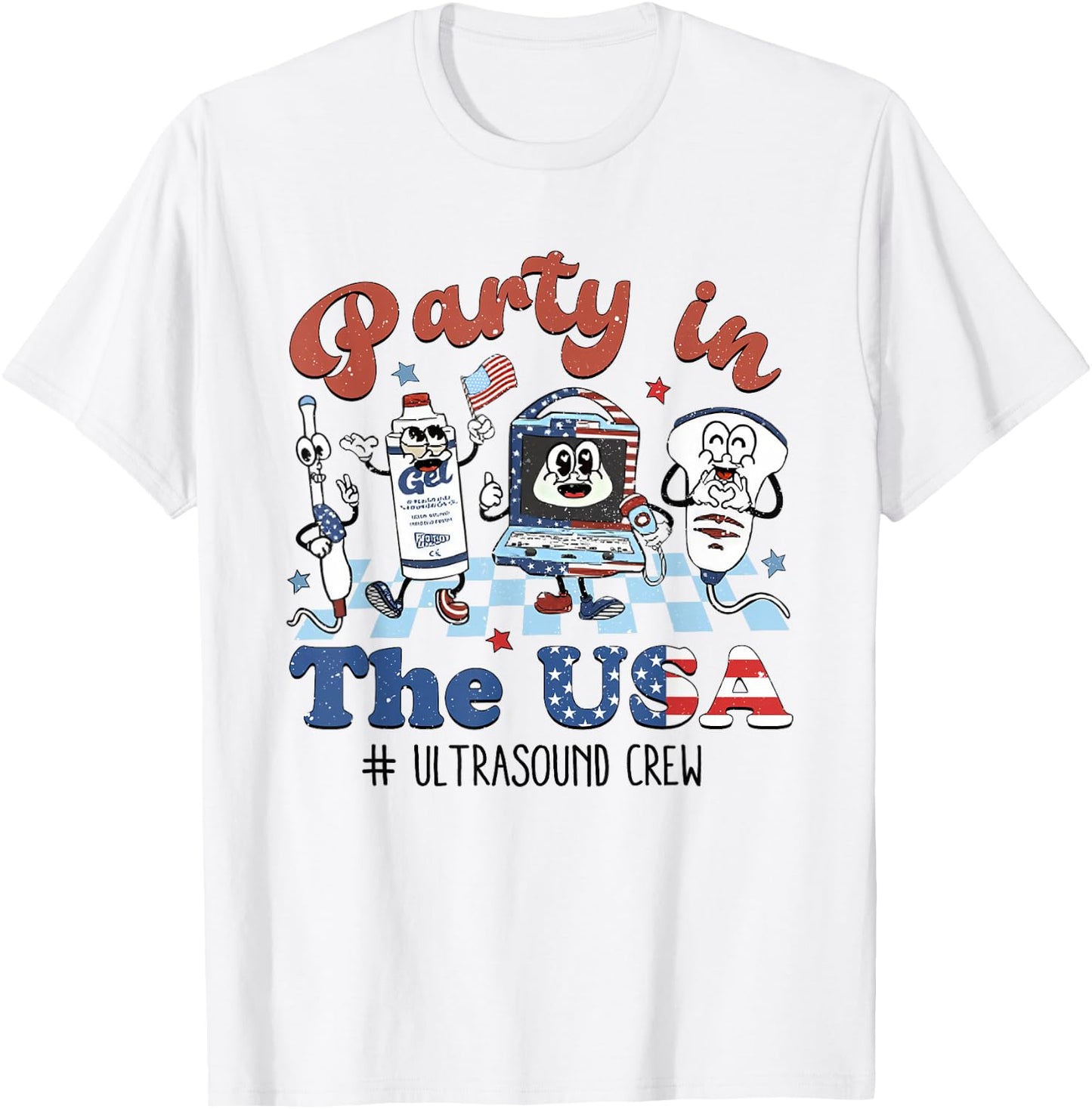 Women Retro Ultrasound Tech 4th of July Sonographer RDMS T-Shirt - T-Shirt | White