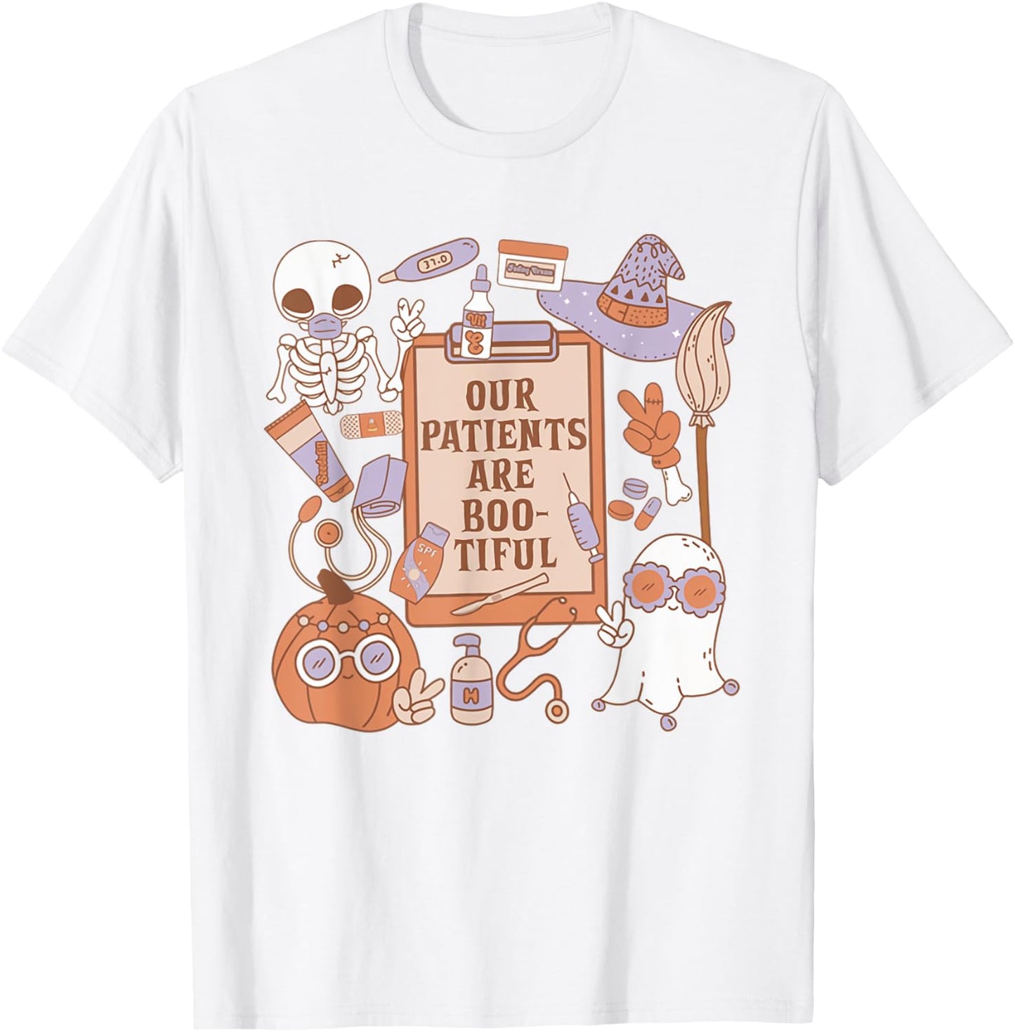 Women Dermatology Halloween Ghosts Our Patients Are Bootiful T-Shirt - T-Shirt | White