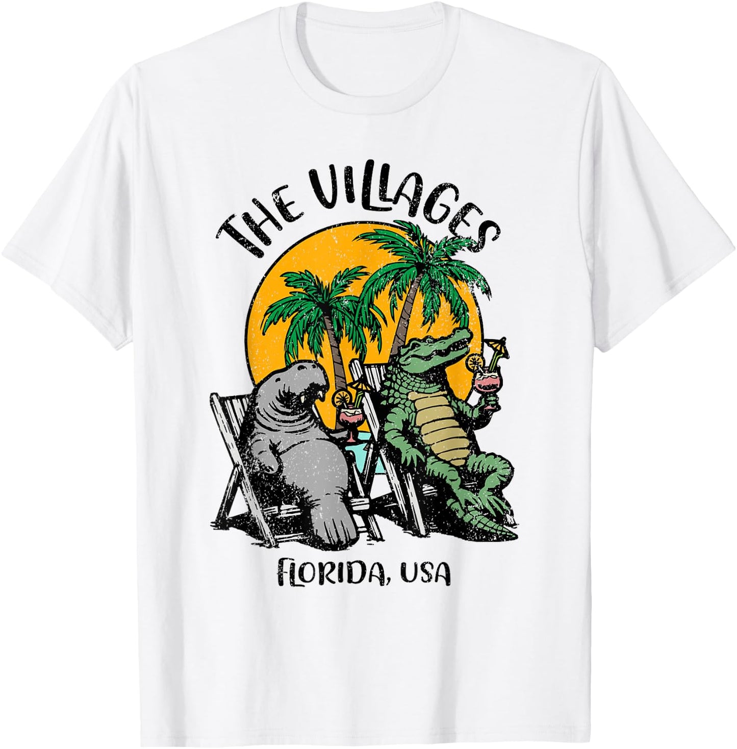 Villages Florida USA Funny Manatee Alligator Design T-Shirt - T-Shirt | White