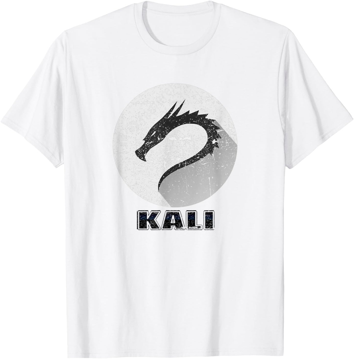 Kali Linux Scratched tagline Dragon logo Open Source Os T-Shirt - T-Shirt | White