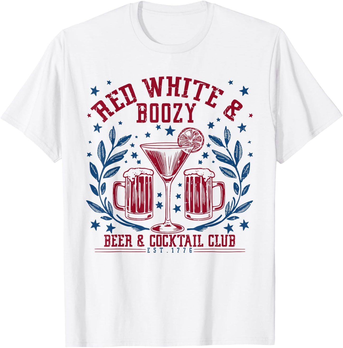 Funny 4th Of July Red White and Boozy Patriotic American Men T-Shirt - T-Shirt | White
