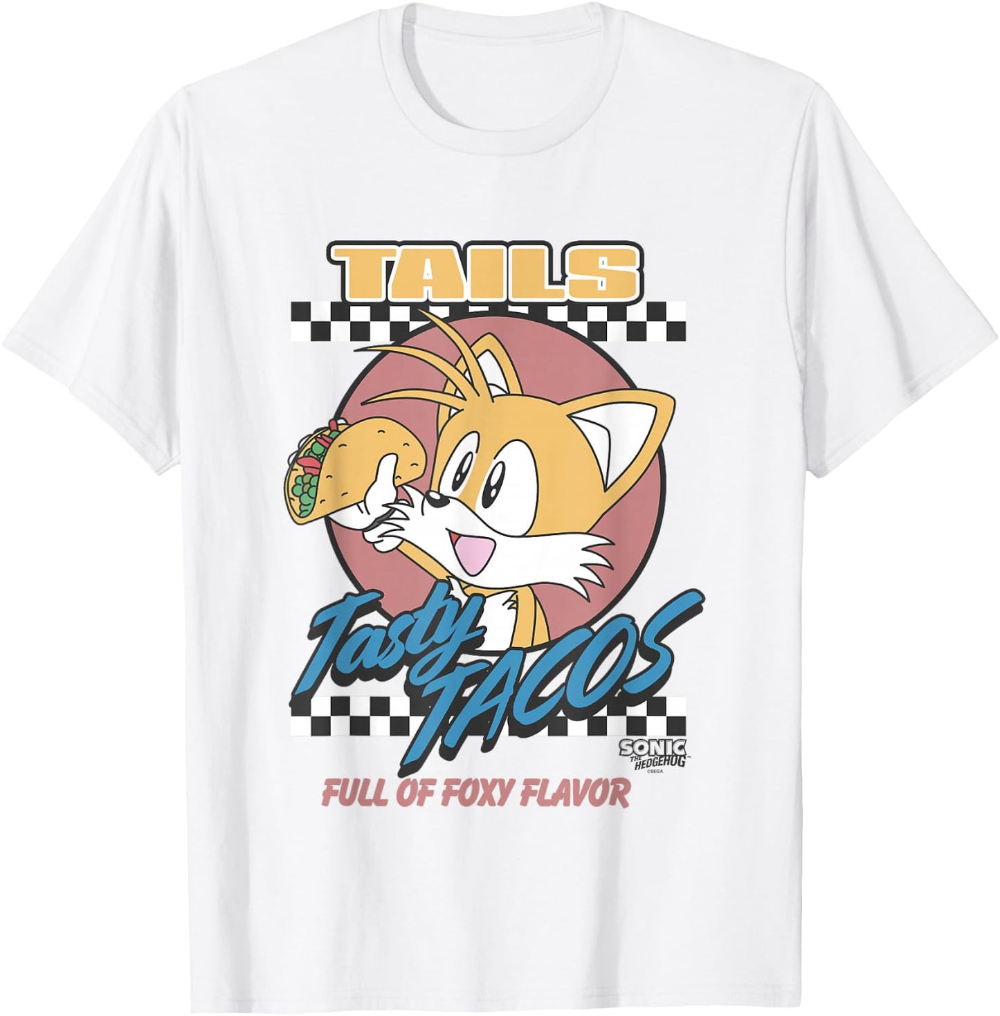 Sonic The Hedgehog Tails Tasty Tacos Foxy Flavor Vintage T-Shirt - T-Shirt | White