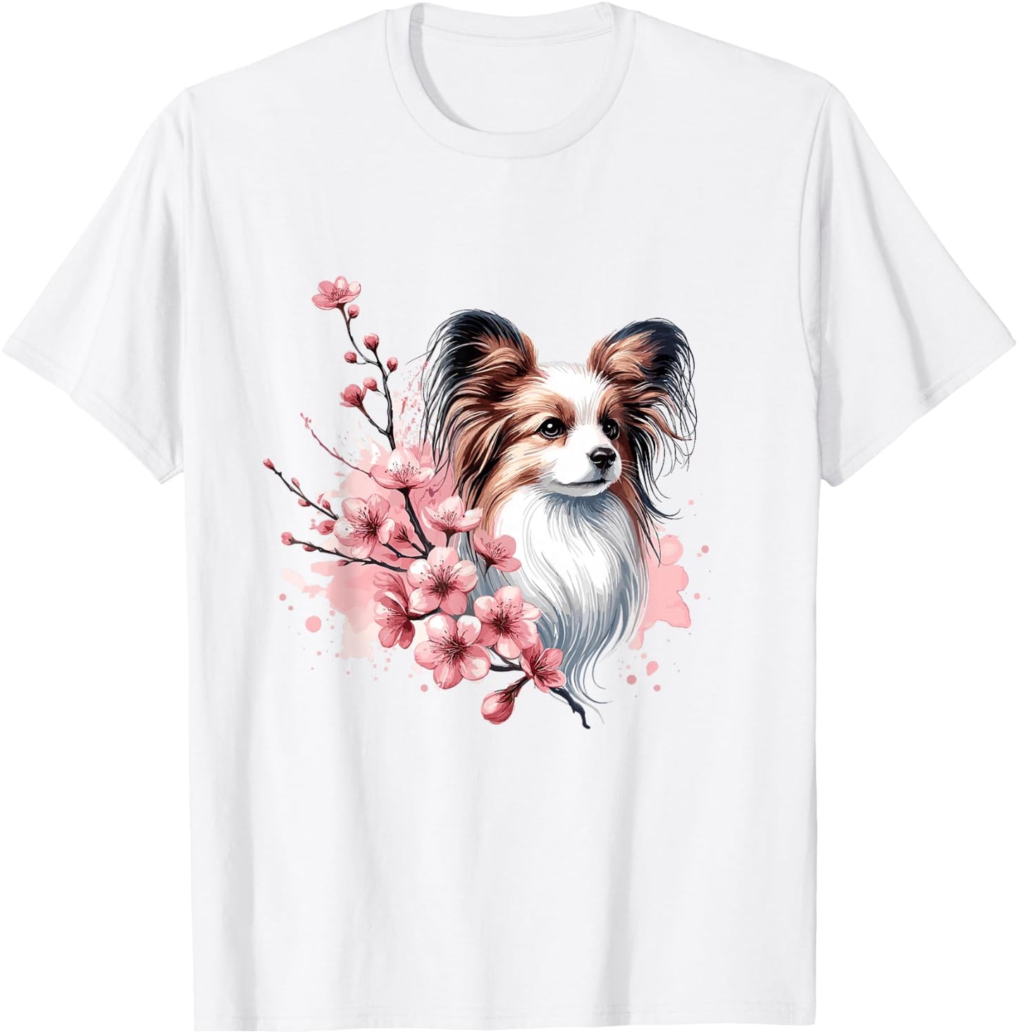 Cherry Blossoms Watercolour Papillon T-Shirt - T-Shirt | White
