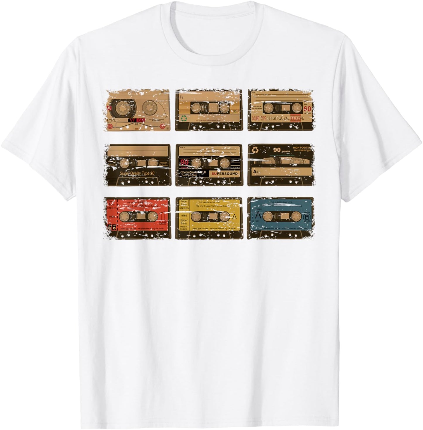 Nine Vintage Cassette Tapes Shirt | Cute Old Cartridges Gift T-Shirt - T-Shirt | White
