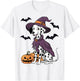 Scary Pumpkin Bat Funny Witch Hat Dalmatian Dog Halloween T-Shirt - T-Shirt | White