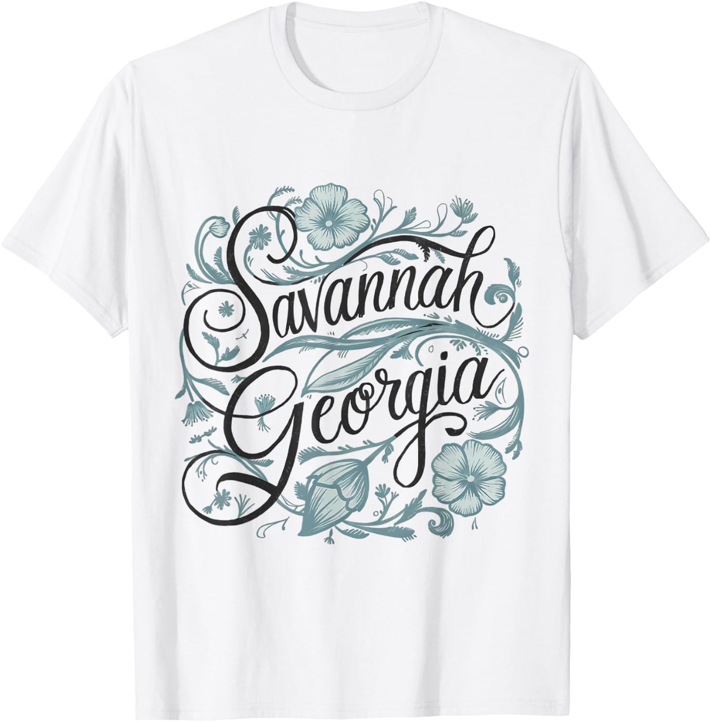 Savannah Georgia GA Flowers Floral T-Shirt - T-Shirt | White
