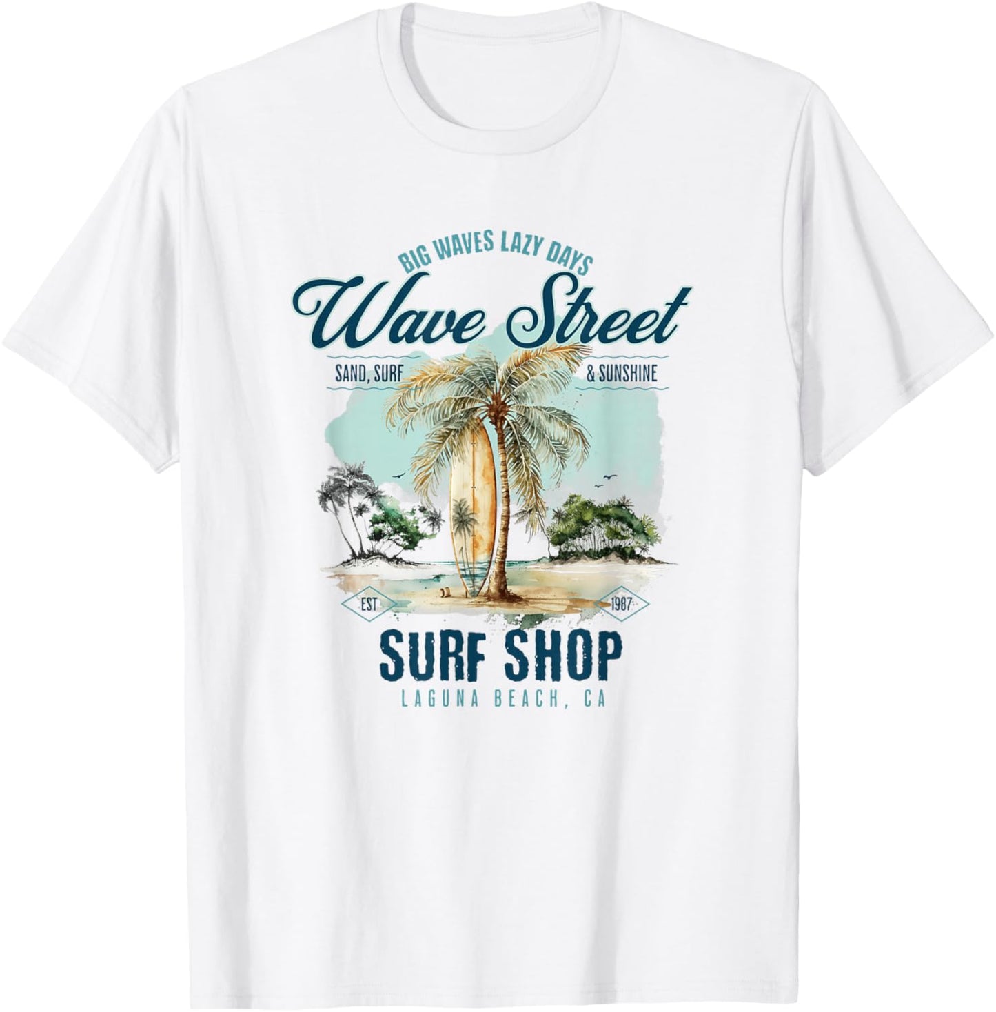 Wave Street Surf Vintage Summertime Vacation Beach Surf Women Kids T-Shirt - T-Shirt | White