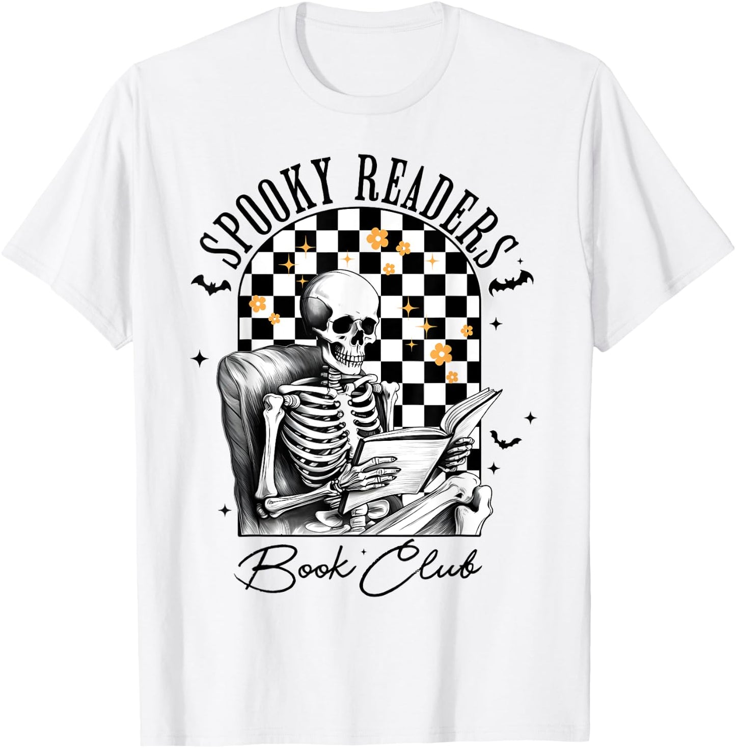 Groovy Spooky Readers Book Club Skeleton Book Lovers Bookish T-Shirt - T-Shirt | White