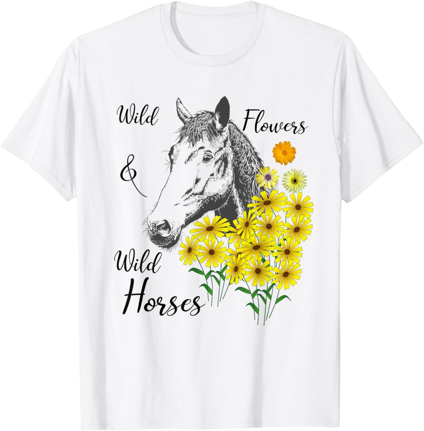 Wildflowers & Wild Horses Western Shirt T-Shirt - T-Shirt | White