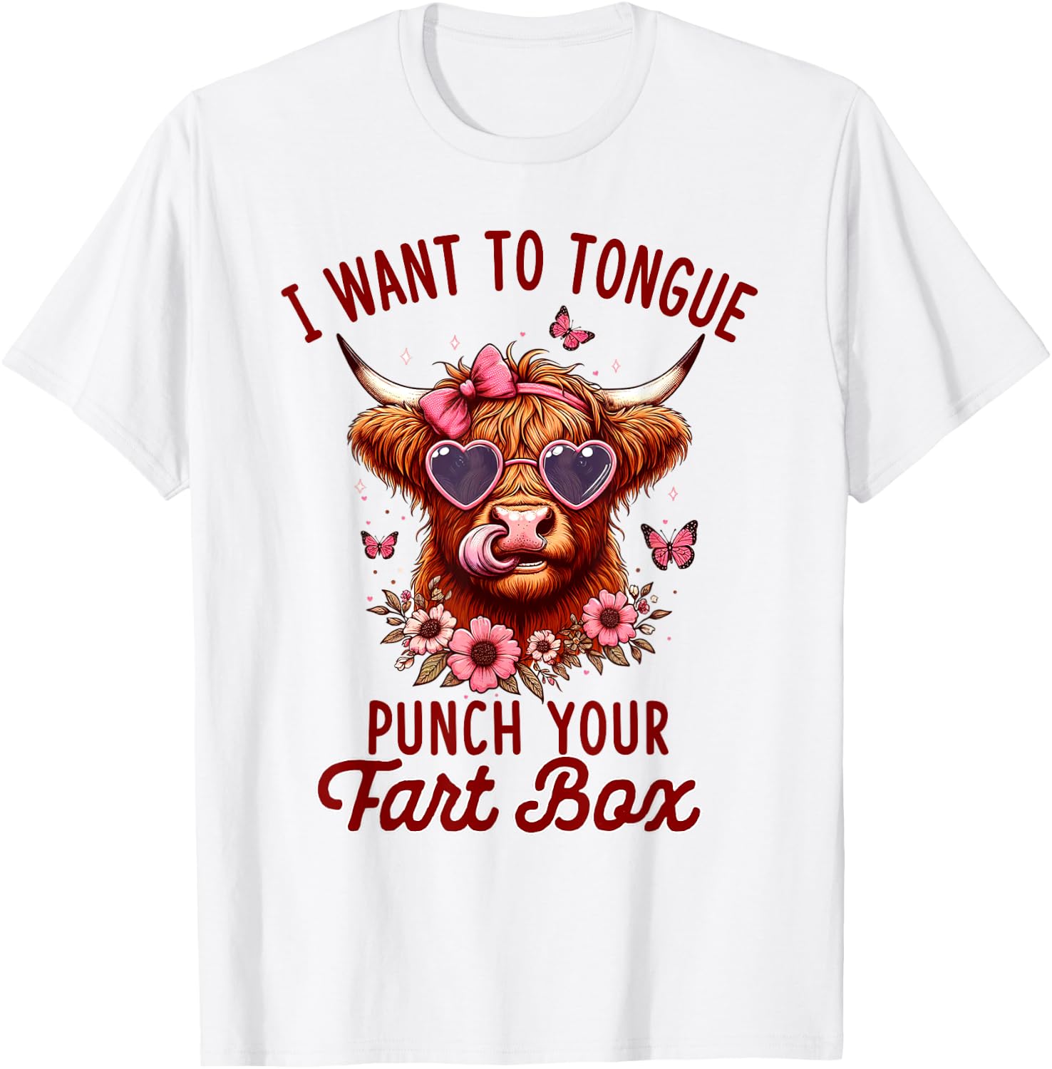 Sarcasm Joke Pun Cow I Want To Tongue Punch Your Fart Box T-Shirt - T-Shirt | White
