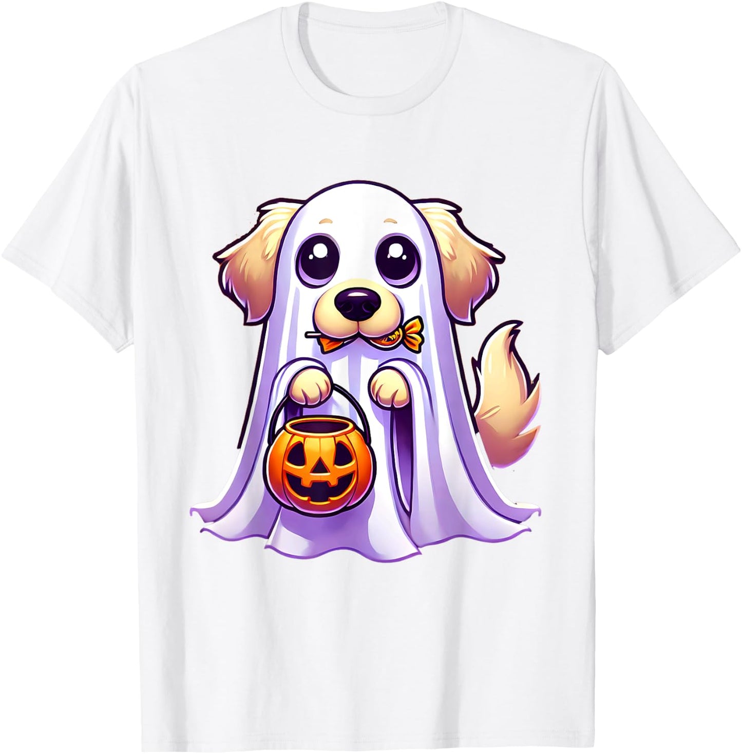 Golden Retriever Ghost Halloween Dog Men Women Kids T-Shirt - T-Shirt | White