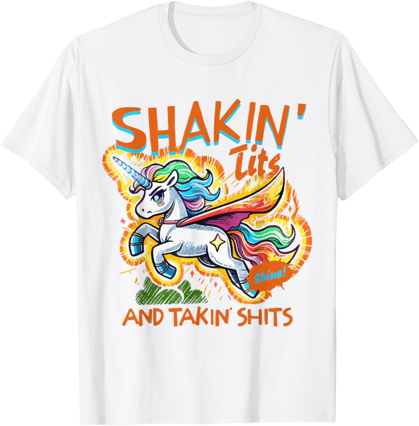 Funny Shakin' Tits Graphic Gag Gifts T-Shirt - T-Shirt | White