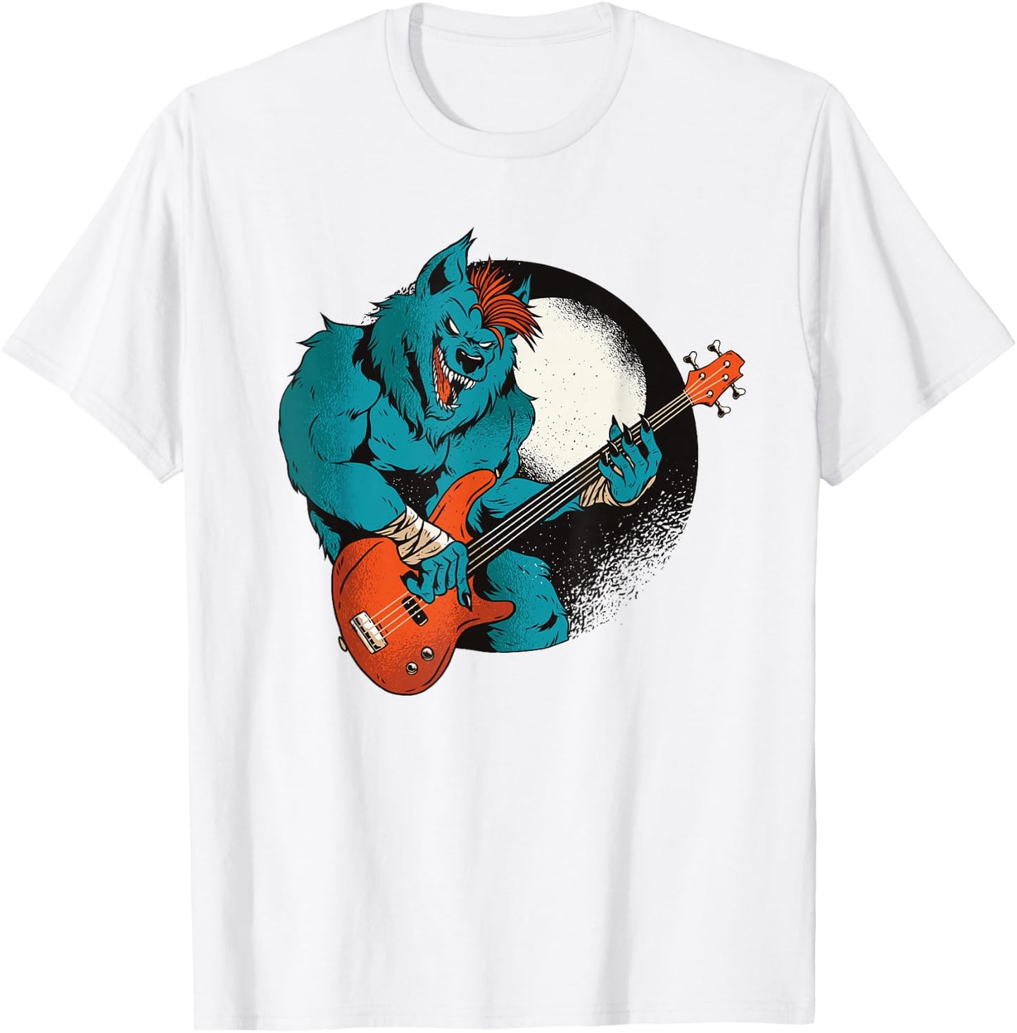 Werewolf Guitarist Guitar Music Musician T-Shirt - T-Shirt | White
