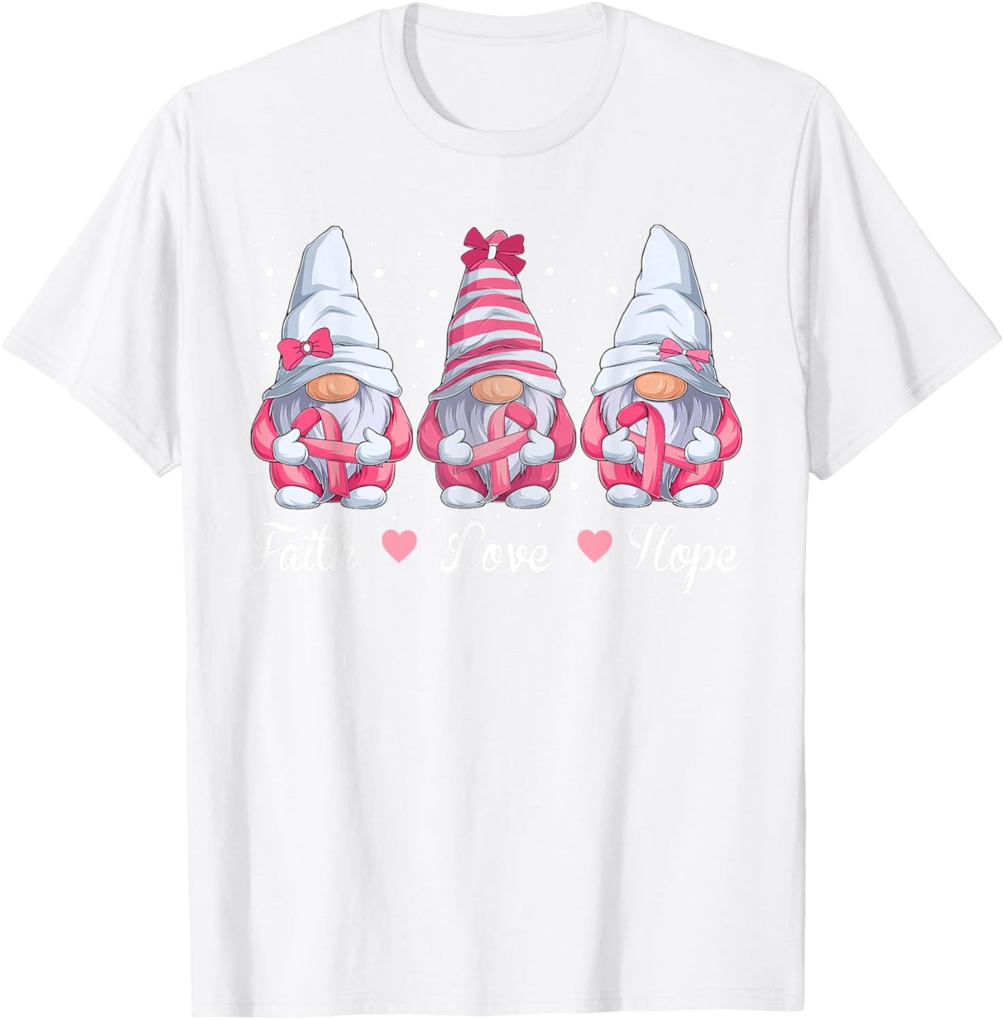 Breast Cancer Awareness, Gnomes Pink Ribbon Girls T-Shirt - T-Shirt | White
