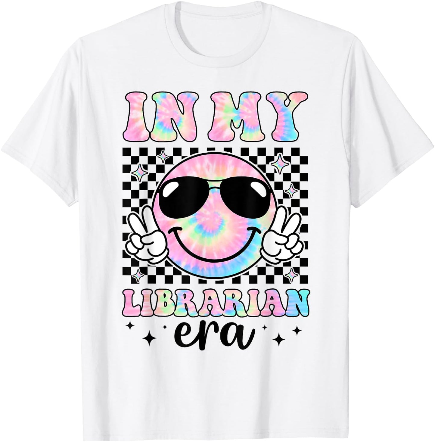 In My Librarian Era Groovy Tie Dye Back To School Funny T-Shirt - T-Shirt | White
