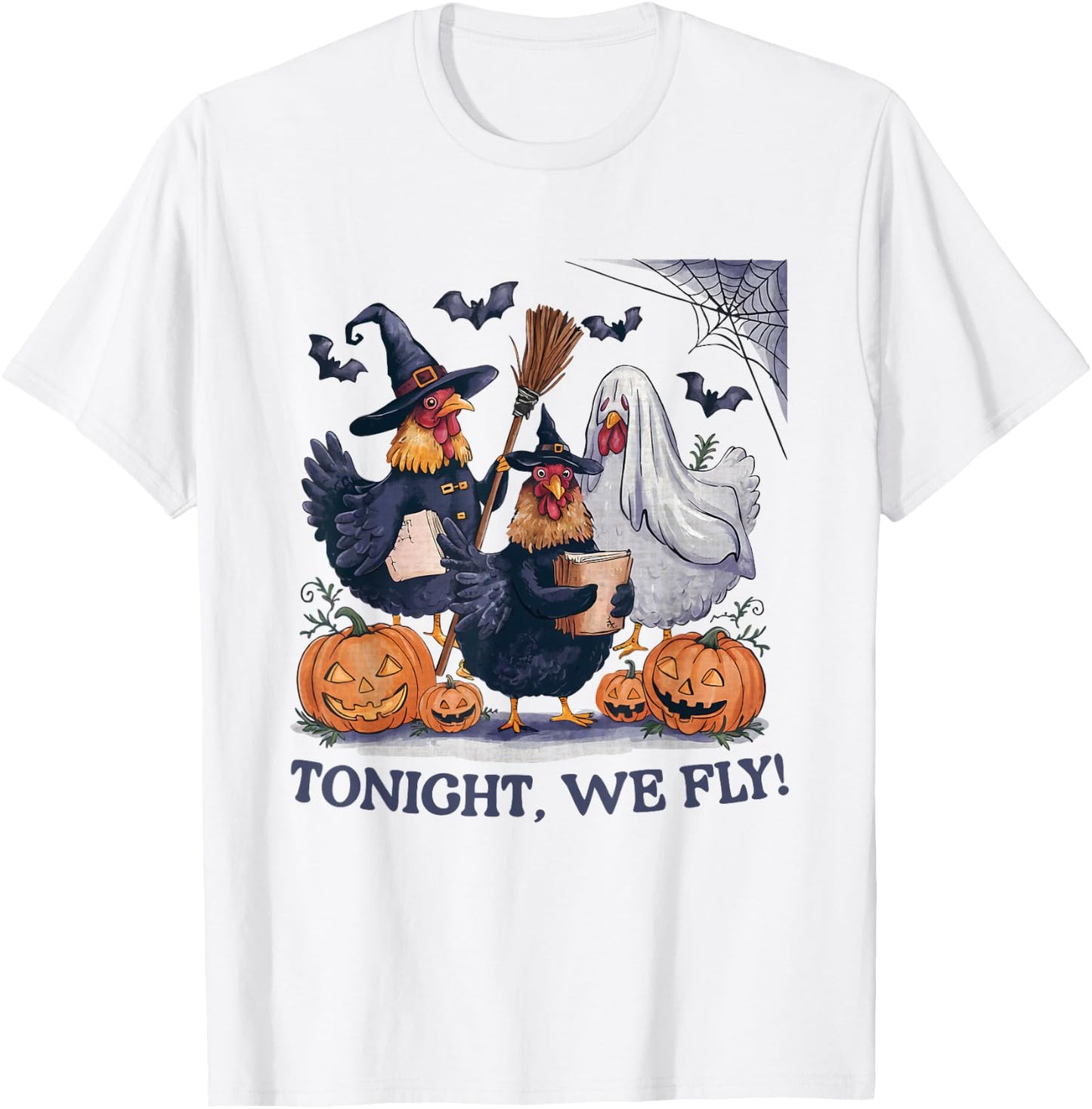 Tonight We Fly Halloween Chicken Spooky Farm Animals Lover T-Shirt - T-Shirt | White