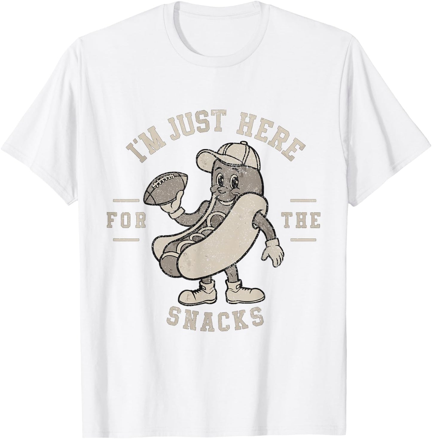 Funny I'm Just Here For The Snacks Football T-Shirt - T-Shirt | White