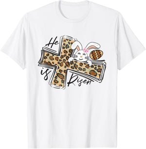 Happy Easter Shirt He Is Risen Jesus Cross Cute Easter Bunny T-Shirt - T-Shirt | White