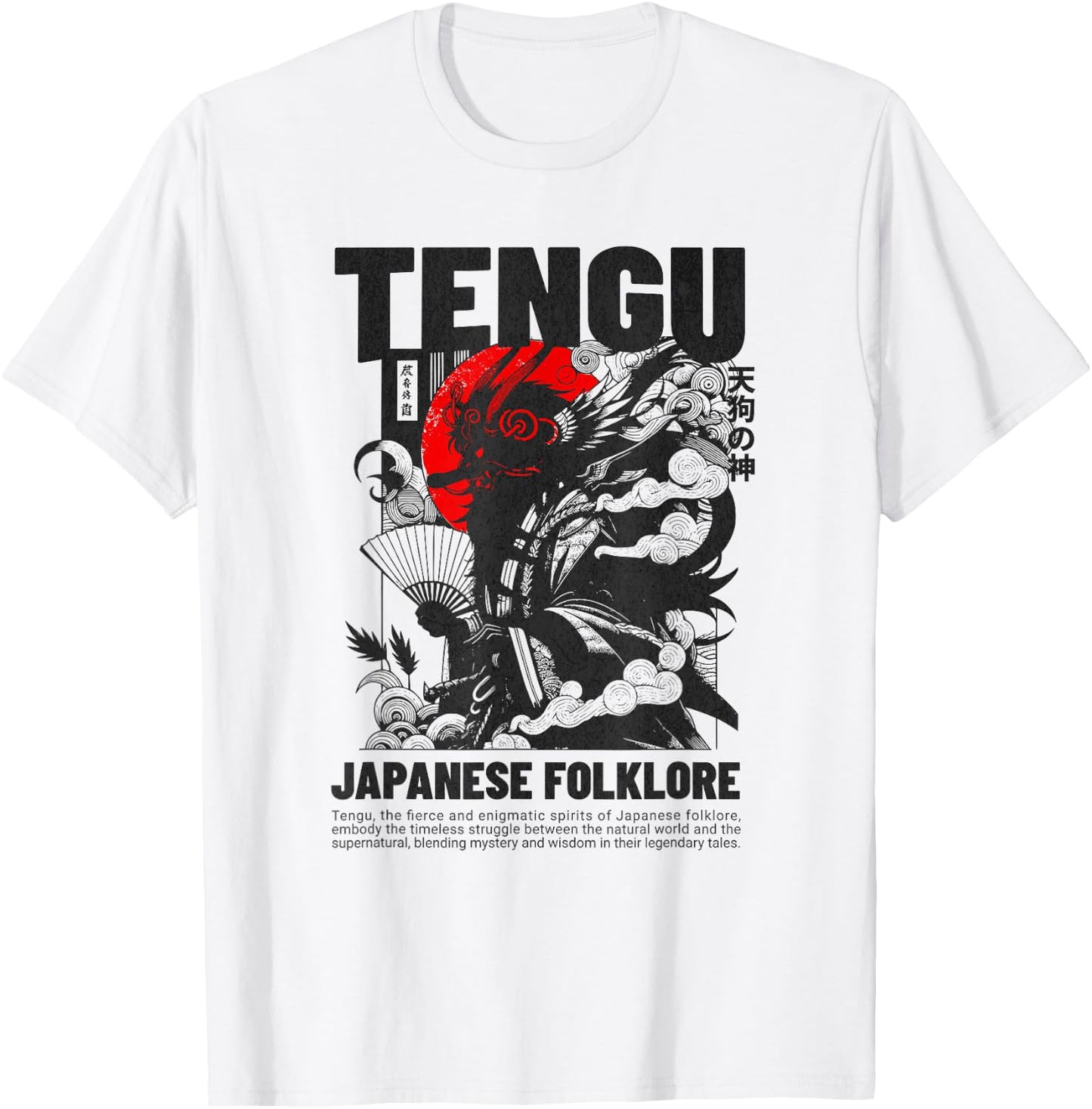Japanese Tengu God - Vintage Japanese Folklore T-Shirt - T-Shirt | White