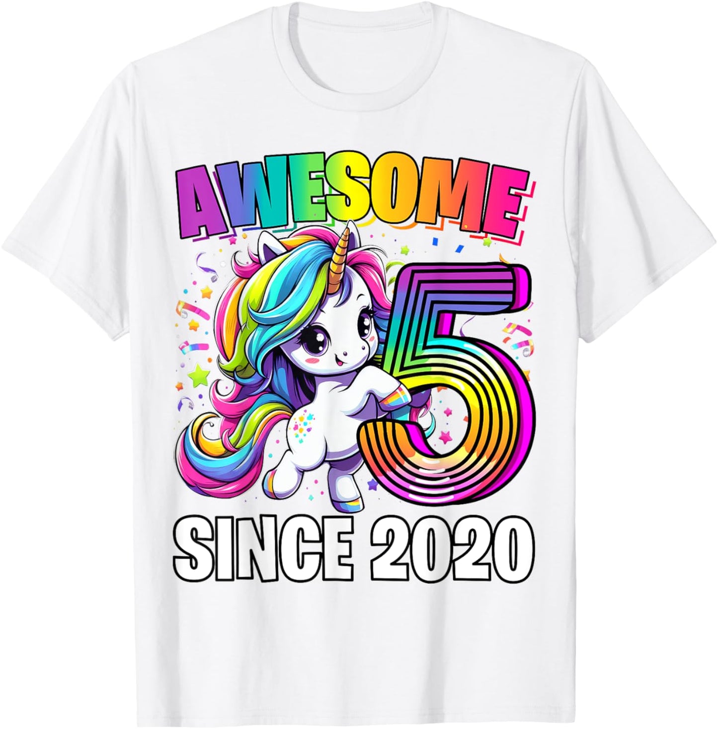 Unicorn 5th Birthday 5 Year Old Unicorn Party Girls Outfit T-Shirt - T-Shirt | White