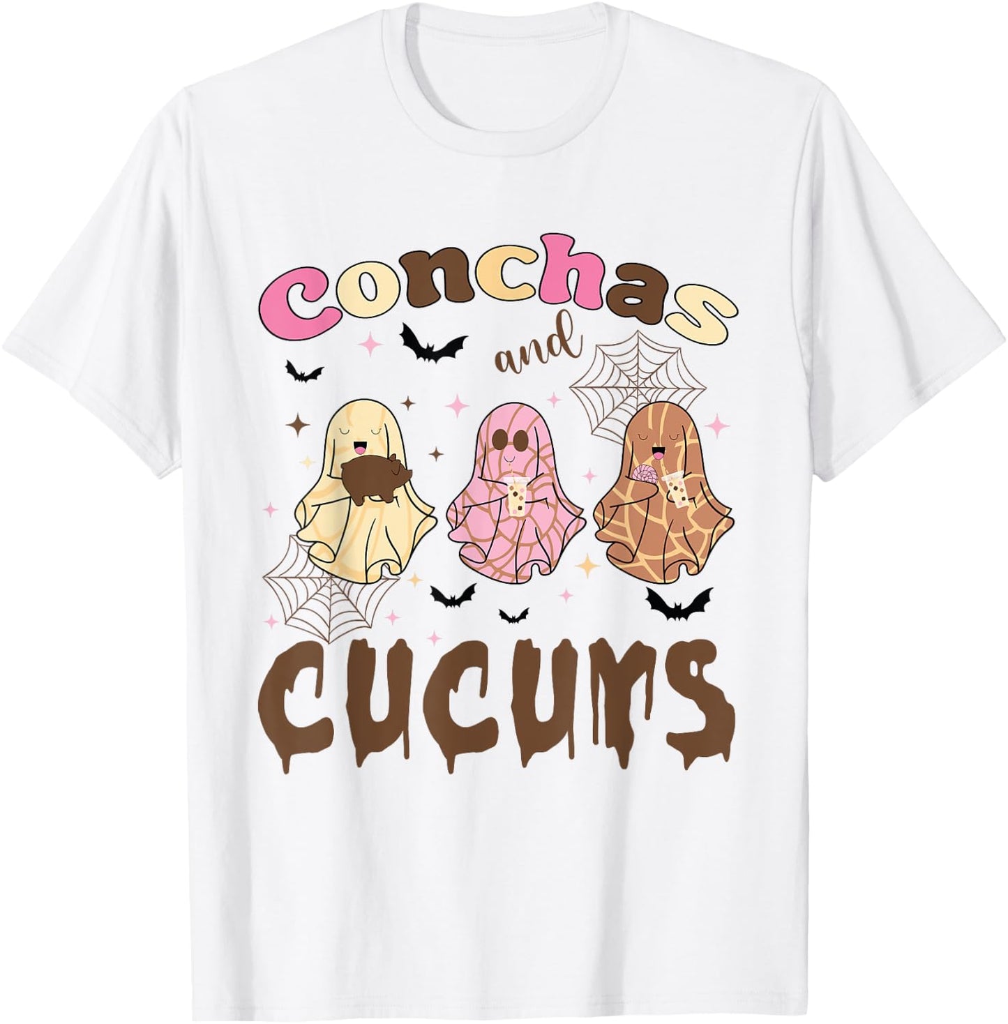 Conchas And Cucuys Funny Halloween Mexican Spooky Ghosts T-Shirt - T-Shirt | White