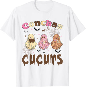 Conchas And Cucuys Funny Halloween Mexican Spooky Ghosts T-Shirt - T-Shirt | White