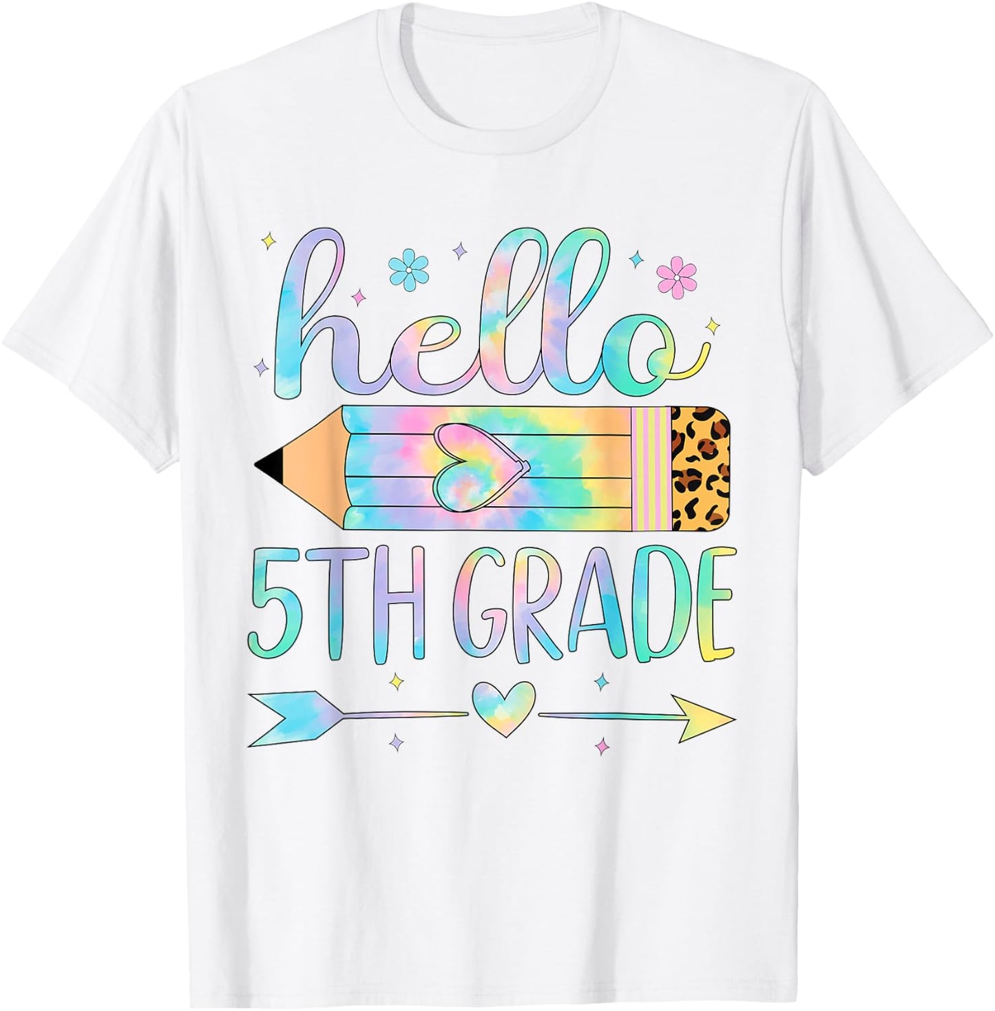 Tie Dye 5th Grade Back To School Hello Fifth Grade Teacher T-Shirt - T-Shirt | White