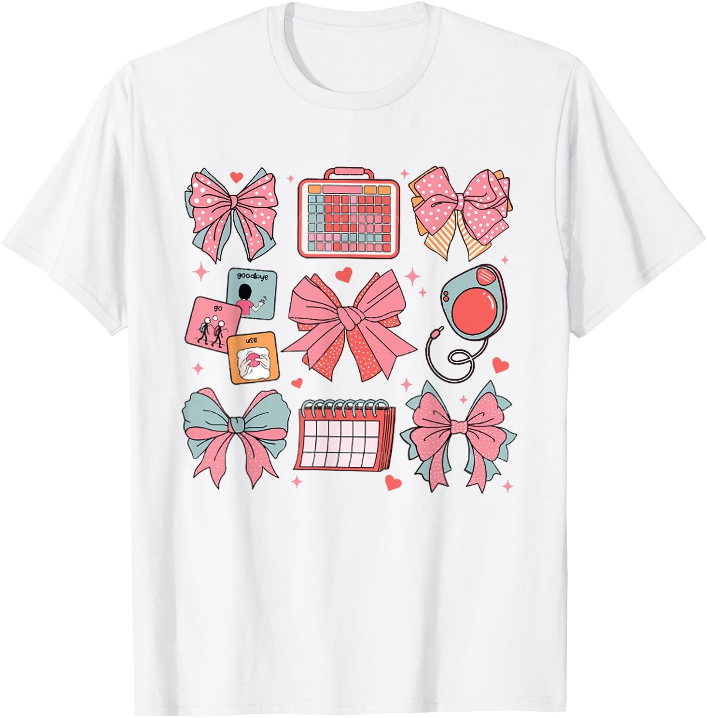 Women SLP Coquette Pink Bow Speech Language Pathologist Grad T-Shirt - T-Shirt | White