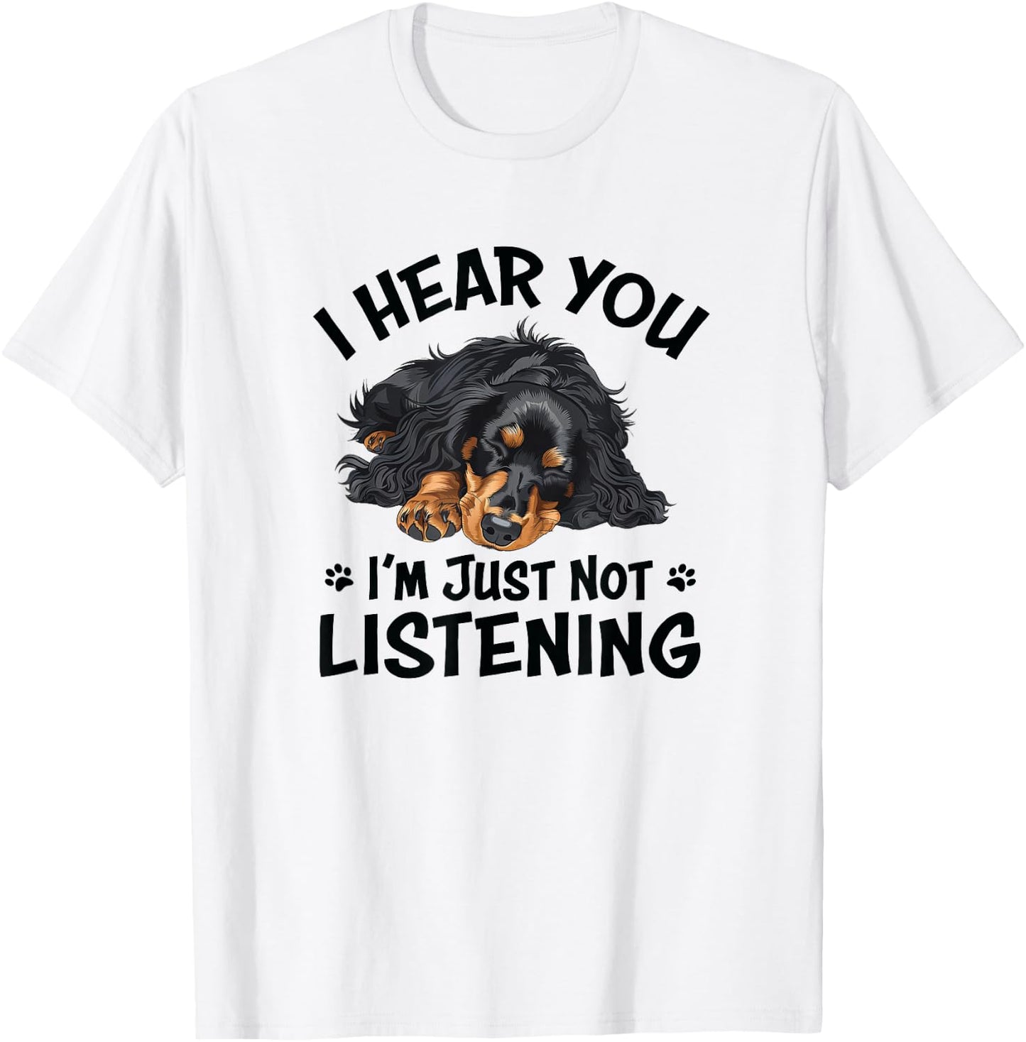 Hear You Not Listening Black Long Haired Dachshund Lover T-Shirt - T-Shirt | White