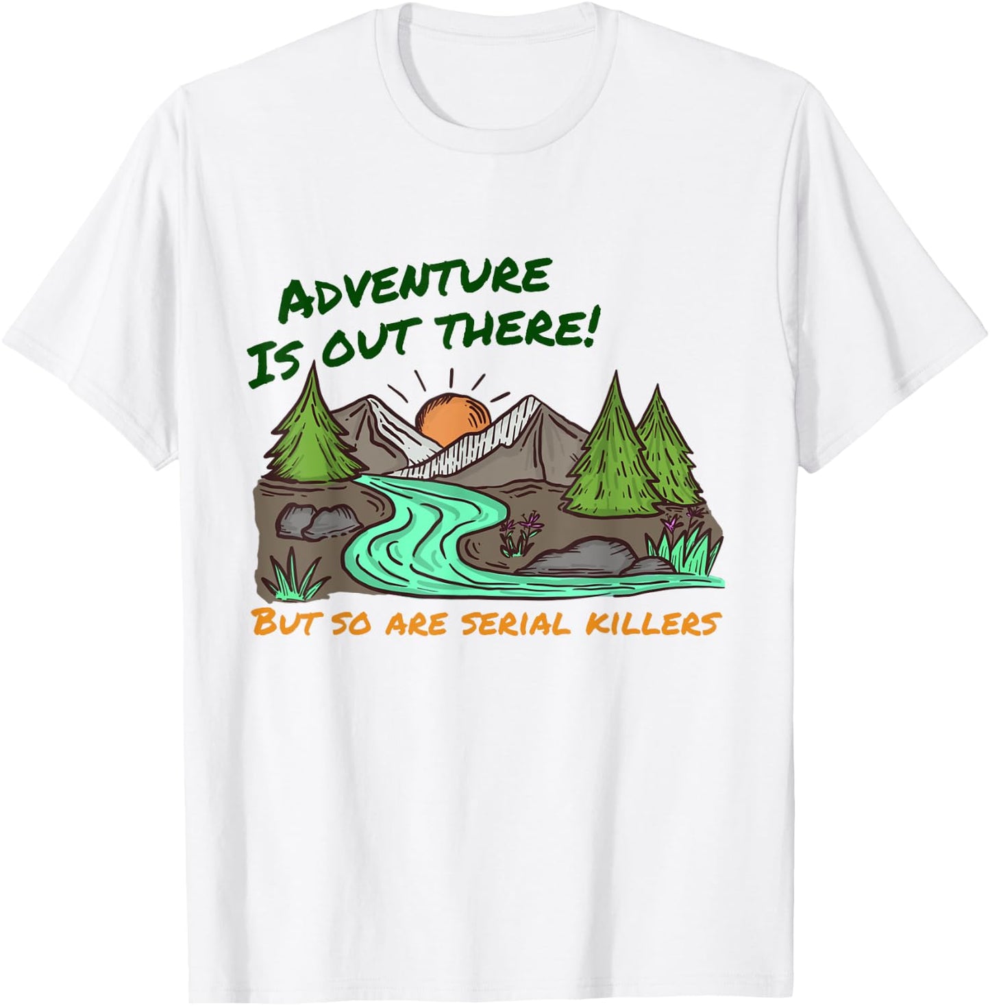 Retro Adventure Is Out There Funny Camping Women Men Gifts T-Shirt - T-Shirt | White