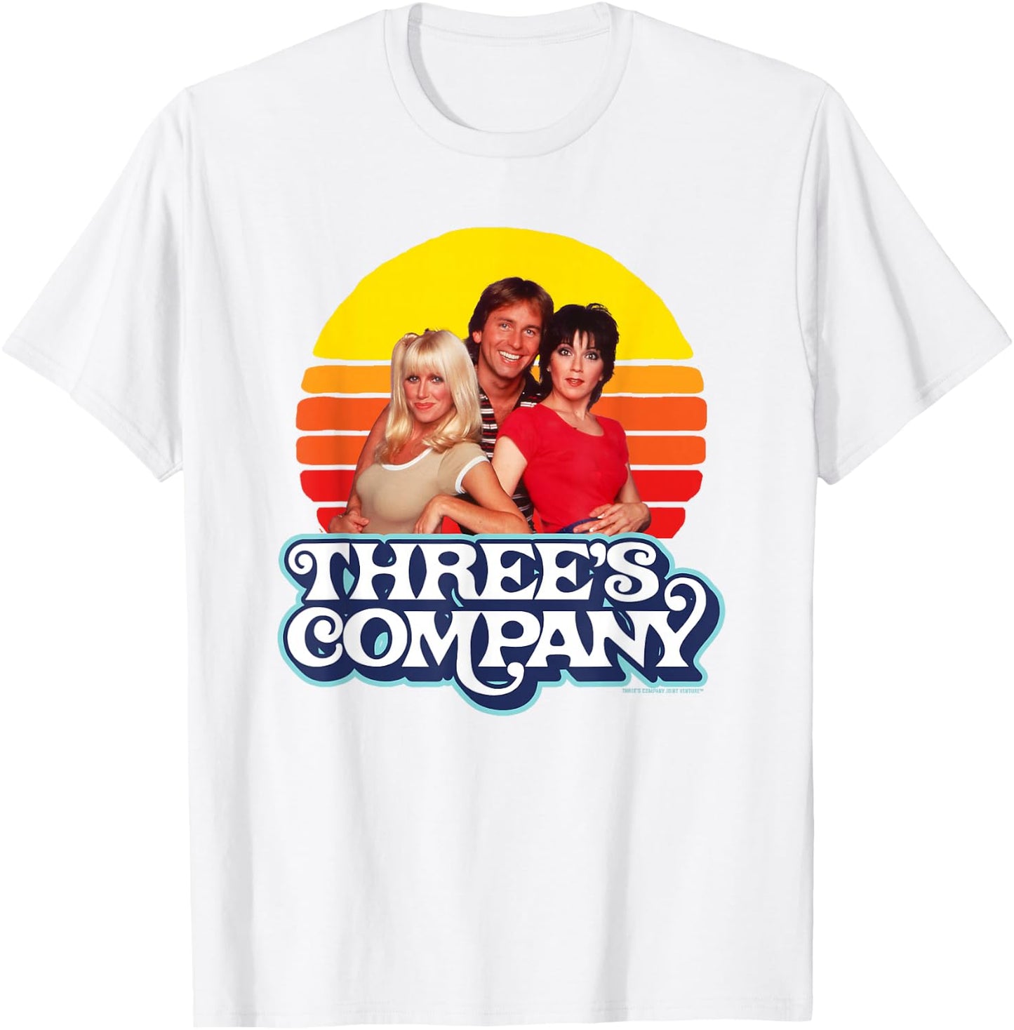 Three's Company Vintage Eighties Sunset Jack Chrissy Janet T-Shirt - T-Shirt | White