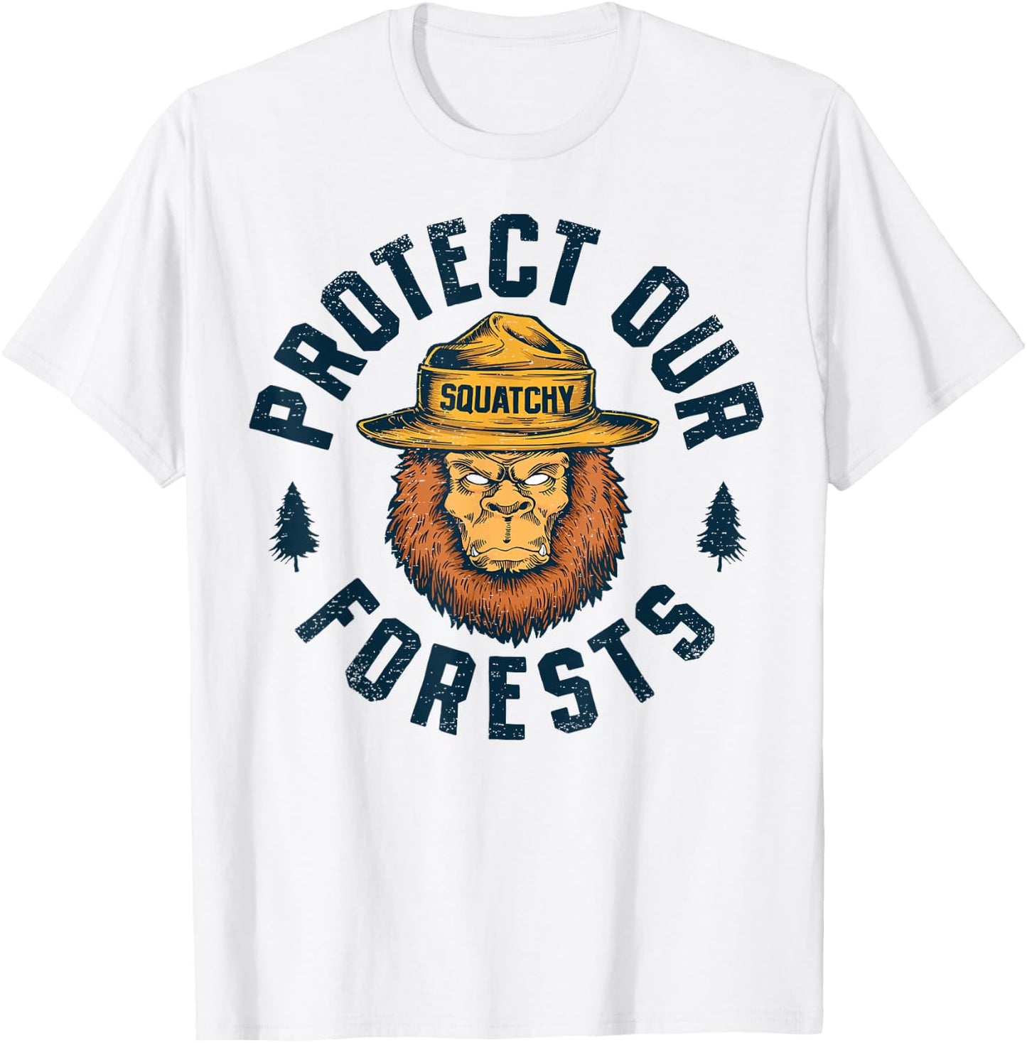 Bigfoot Protect Our Forests National Park Retro Sasquatch T-Shirt - T-Shirt | White