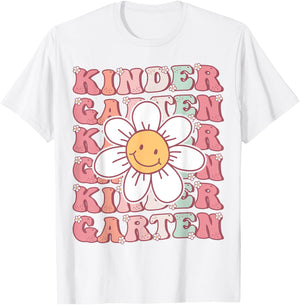Groovy Kindergarten Back To School First Day of Kindergarten T-Shirt - T-Shirt | White