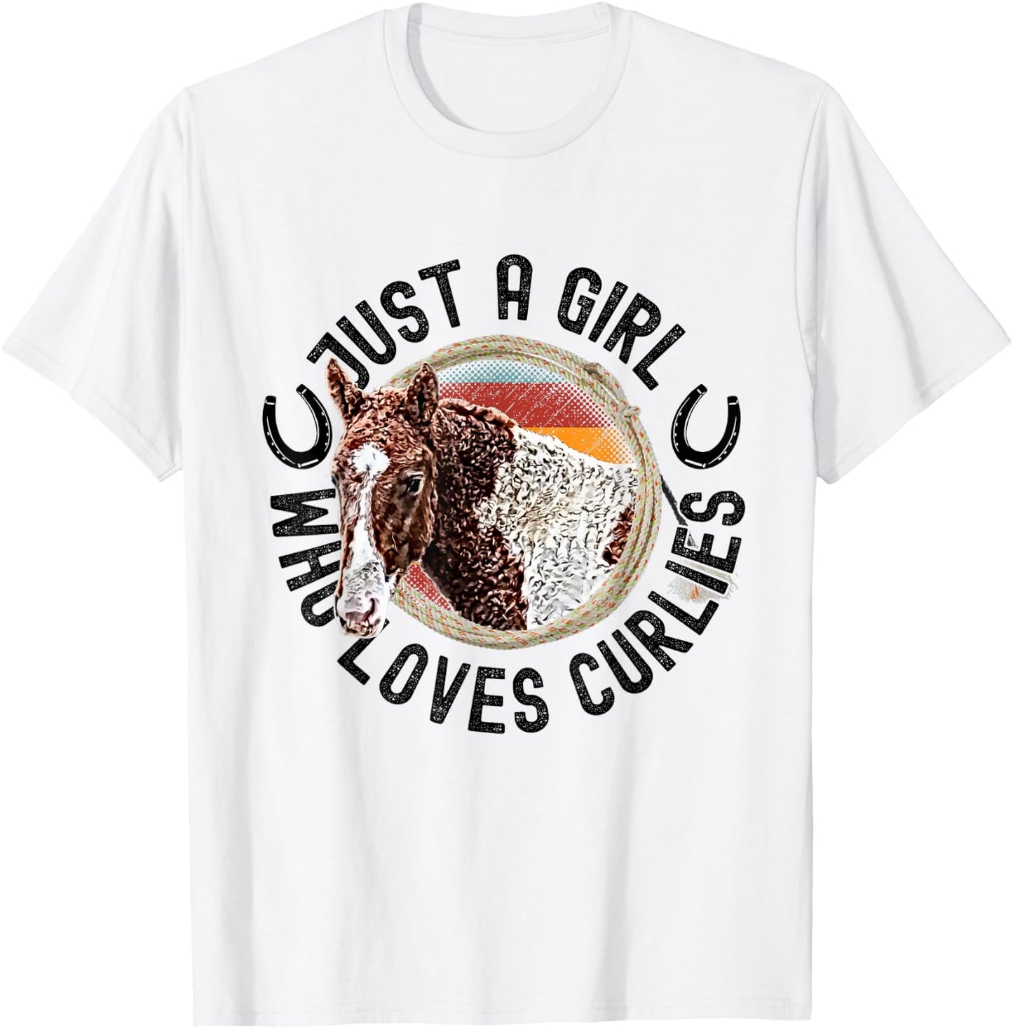 Just A Girl Who Loves Curlies Curly Horses Ponies Pony T-Shirt - T-Shirt | White